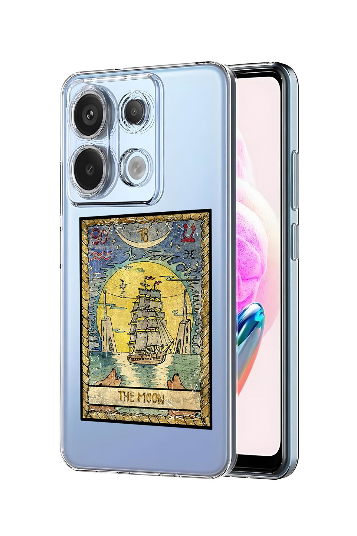 Xiaomi Redmi Note 13 Pro 4G Uyumlu The Moon Desenli Premium Silikonlu Şeffaf Telefon Kılıfı