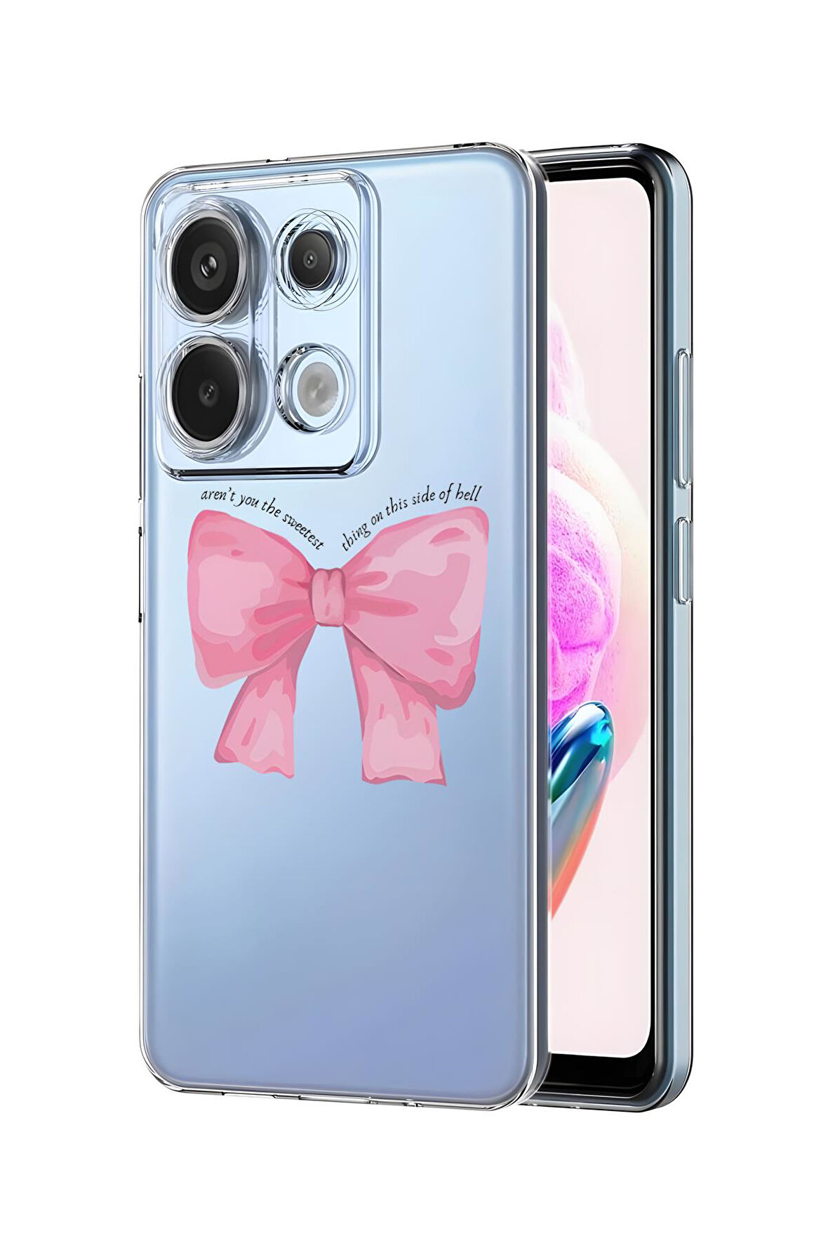 Xiaomi Redmi Note 13 Pro 4G Uyumlu Kurdele Desenli Premium Silikonlu Şeffaf Telefon Kılıfı