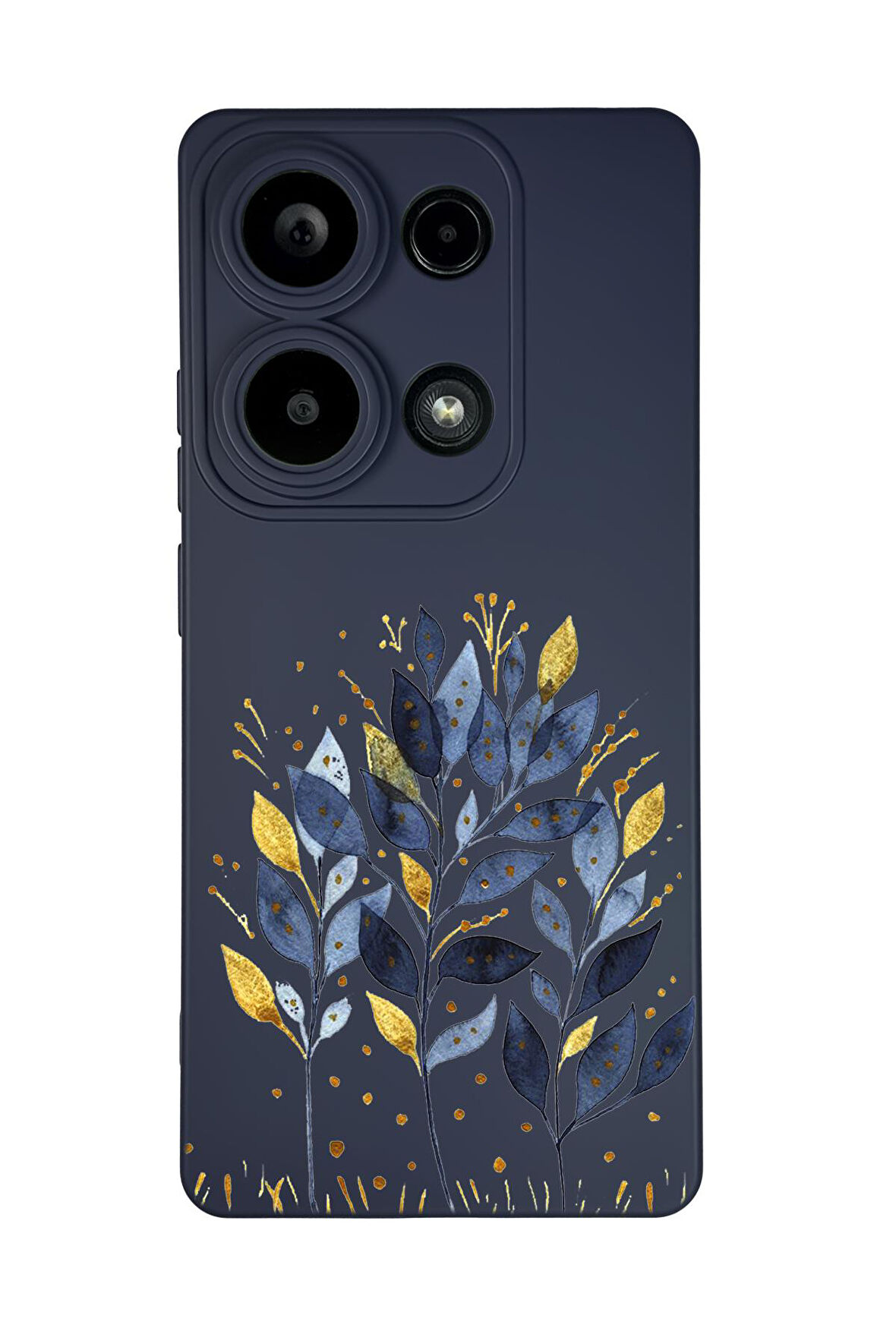 Xiaomi Redmi Note 13 Pro 4G Uyumlu Mavi Yaprak Desenli Premium Silikonlu Lansman Telefon Kılıfı