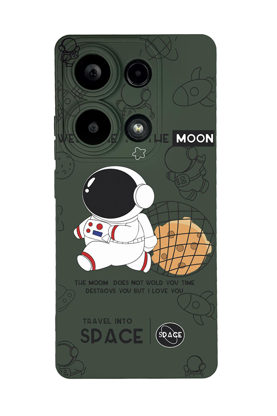 Xiaomi Redmi Note 13 Pro 4G Uyumlu Sevimli Astronot Desenli Premium Silikonlu Lansman Telefon Kılıfı