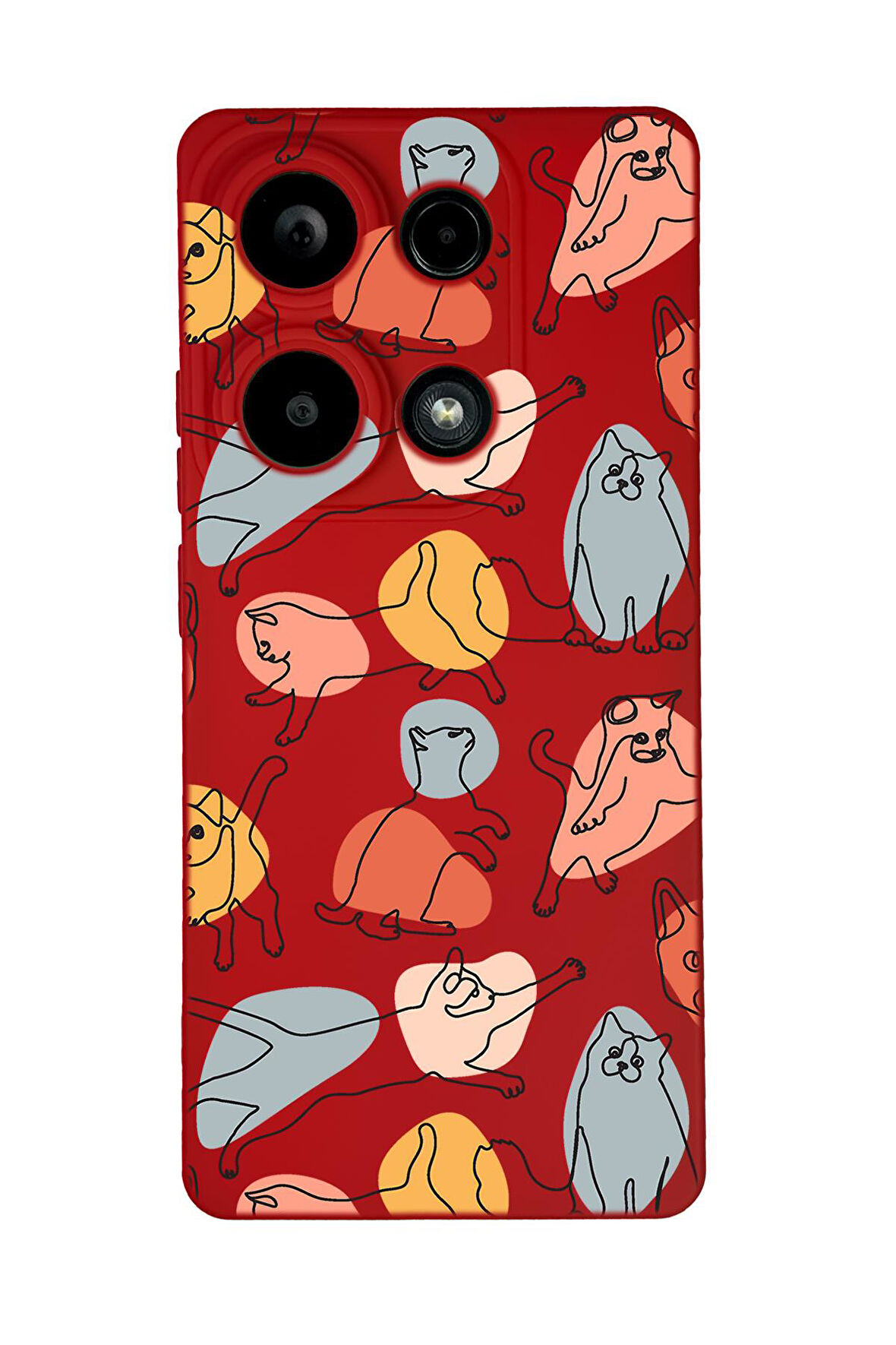 Xiaomi Redmi Note 13 Pro 4G Uyumlu Sevimli Kedi Figürleri Desenli Premium Silikonlu Lansman Telefon Kılıfı