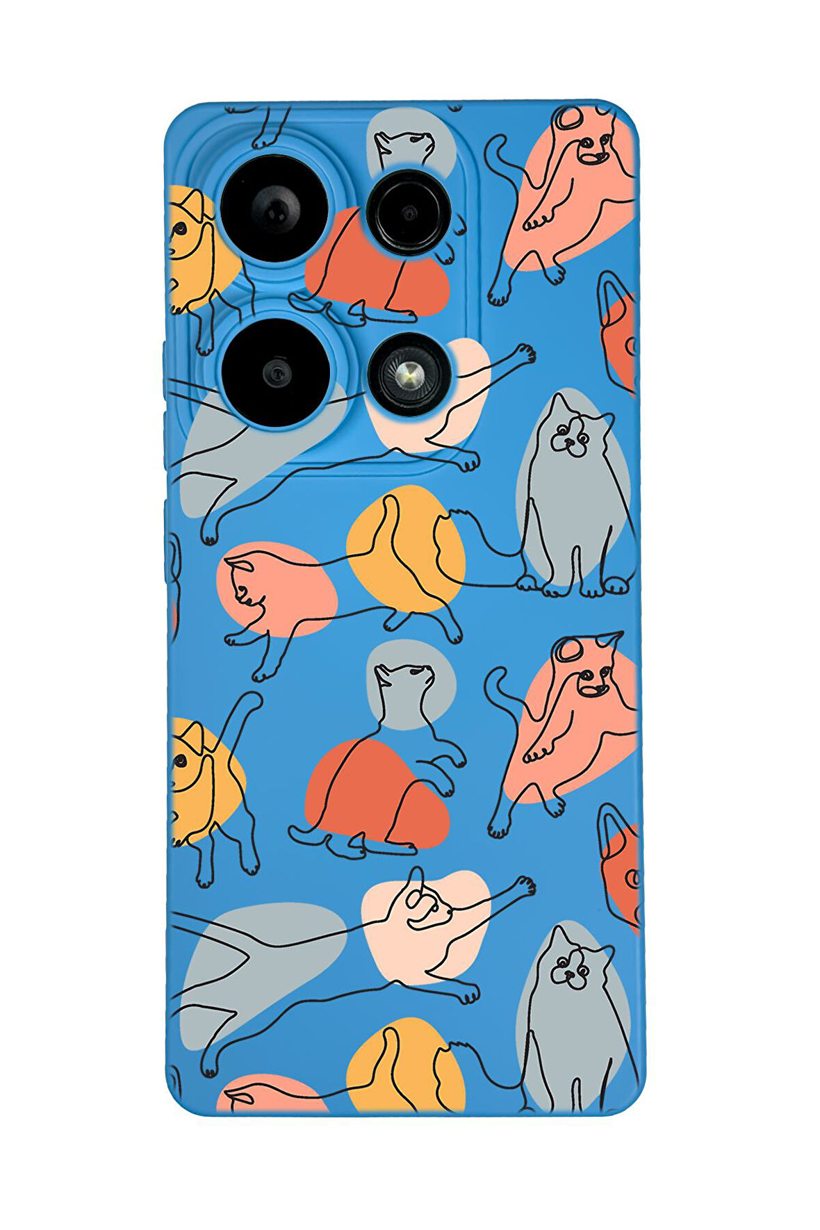 Xiaomi Redmi Note 13 Pro 4G Uyumlu Sevimli Kedi Figürleri Desenli Premium Silikonlu Lansman Telefon Kılıfı