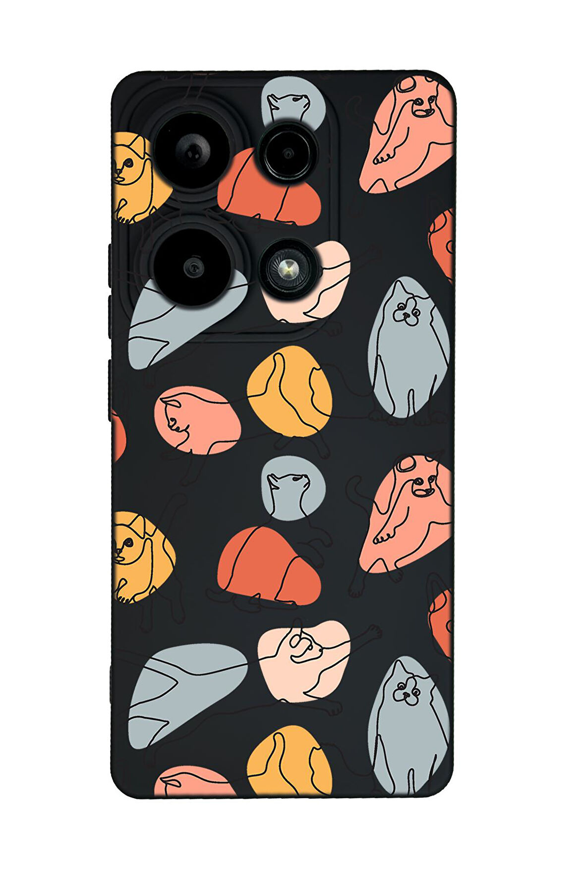 Xiaomi Redmi Note 13 Pro 4G Uyumlu Sevimli Kedi Figürleri Desenli Premium Silikonlu Lansman Telefon Kılıfı