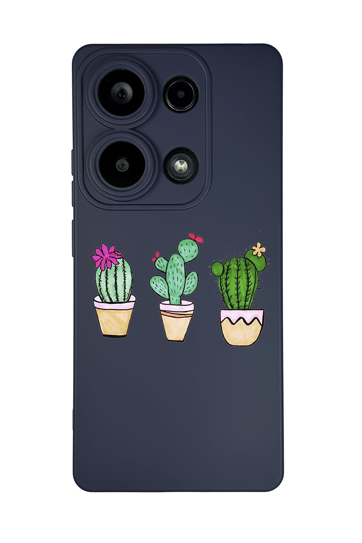 Xiaomi Redmi Note 13 Pro 4G Uyumlu Üçlü Kaktüs Desenli Premium Silikonlu Lansman Telefon Kılıfı
