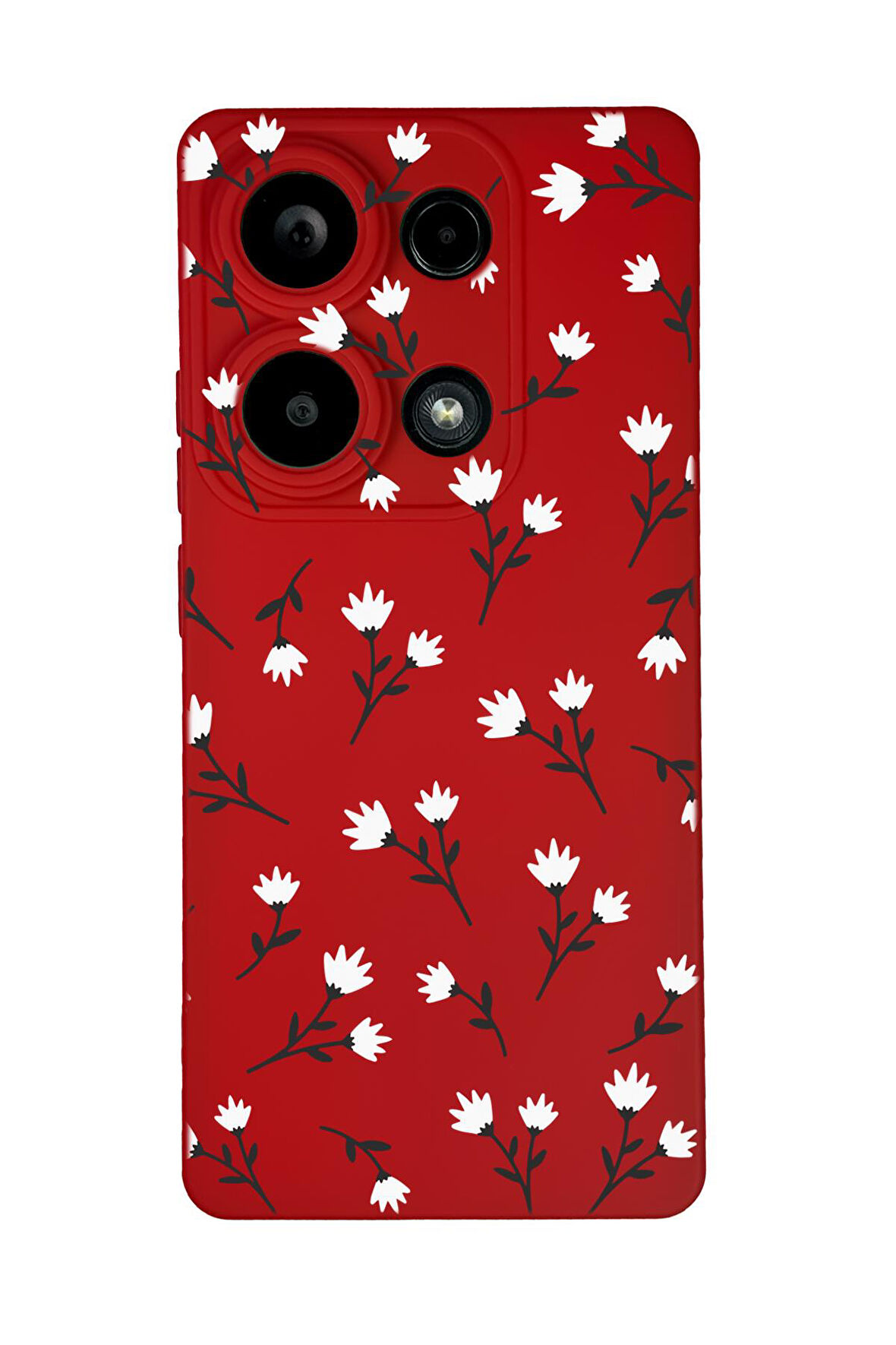 Xiaomi Redmi Note 13 Pro 4G Uyumlu Beyaz Çiçekler Desenli Premium Silikonlu Lansman Telefon Kılıfı