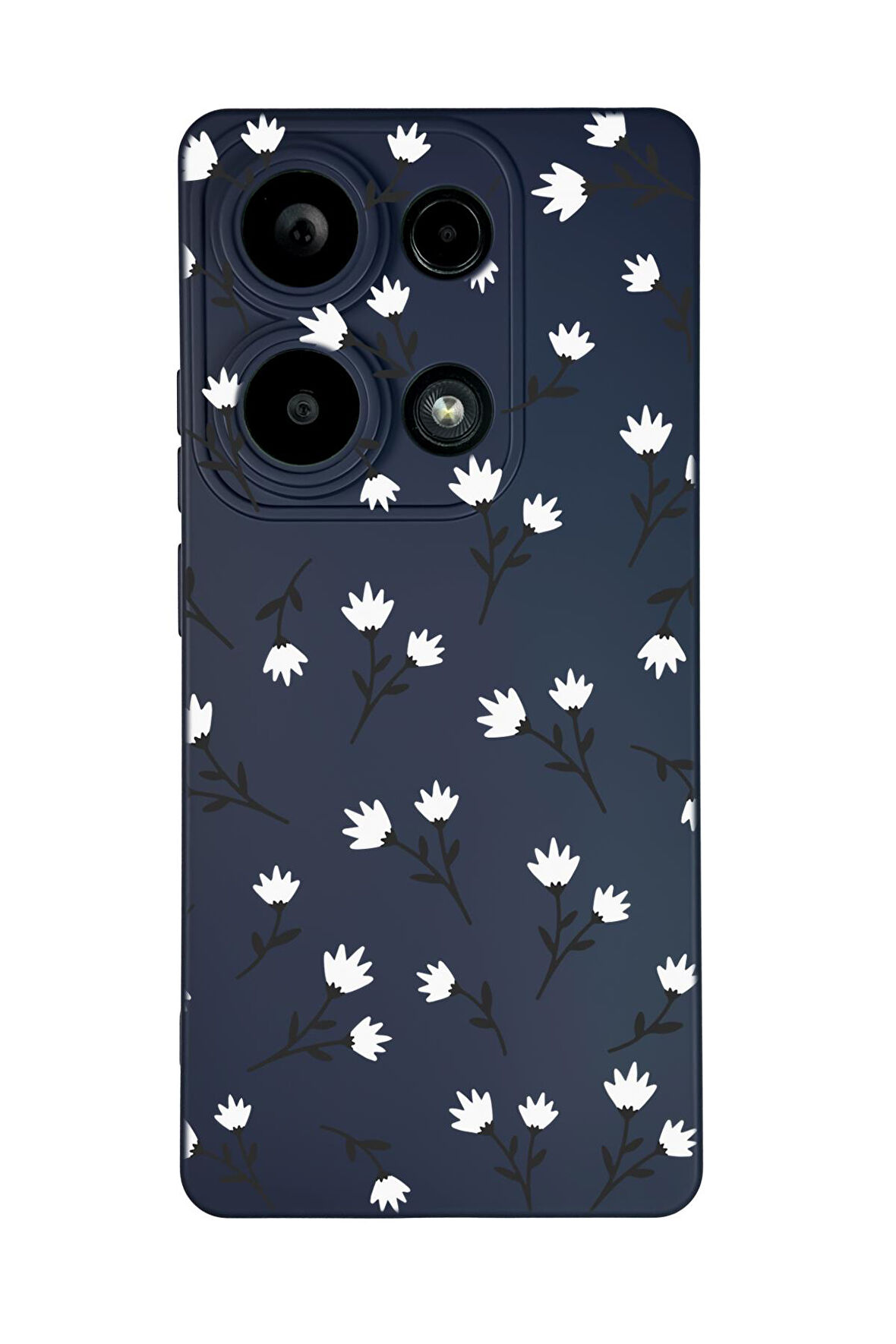 Xiaomi Redmi Note 13 Pro 4G Uyumlu Beyaz Çiçekler Desenli Premium Silikonlu Lansman Telefon Kılıfı