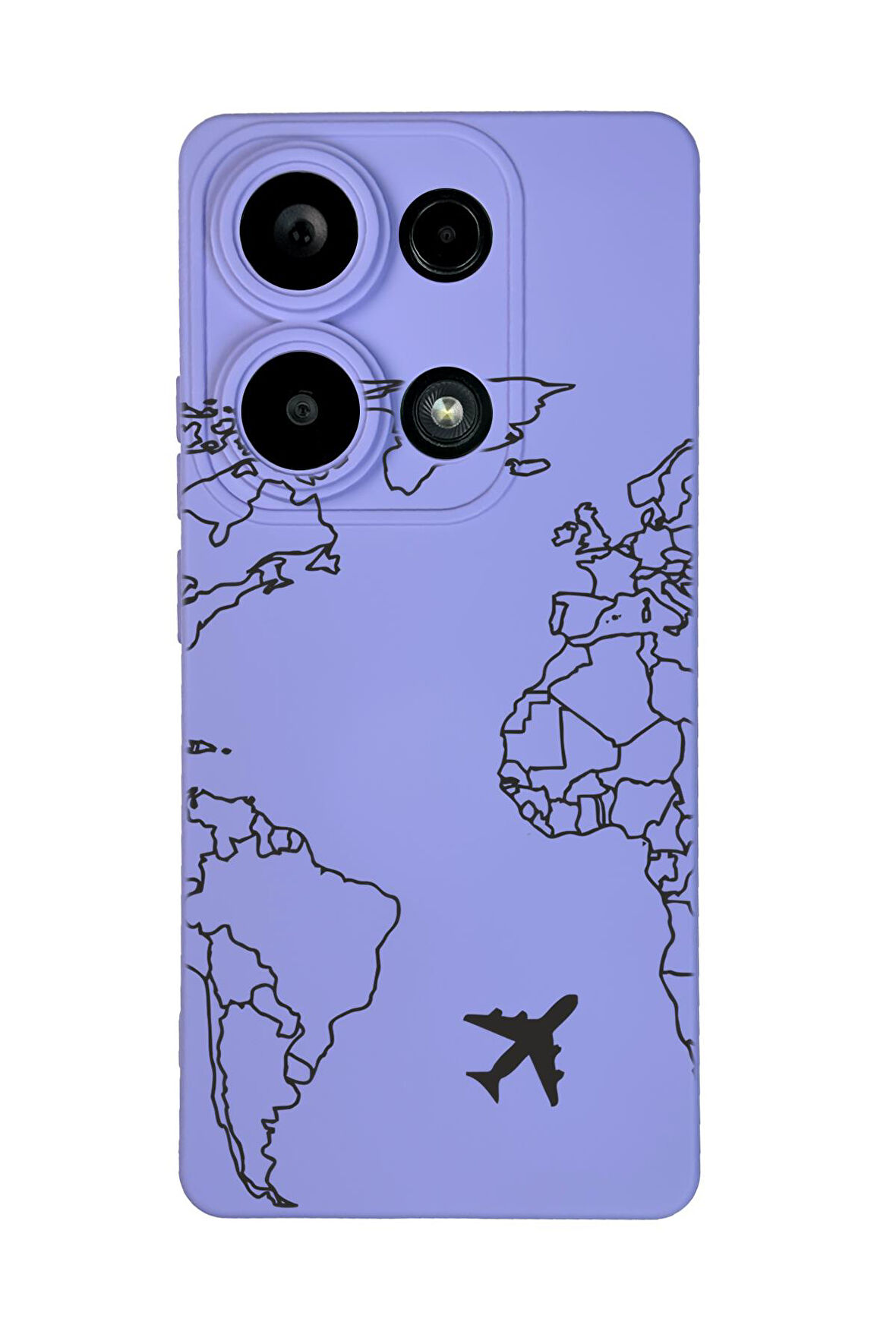 Xiaomi Redmi Note 13 Pro 4G Uyumlu World Map Lines Desenli Premium Silikonlu Lansman Telefon Kılıfı