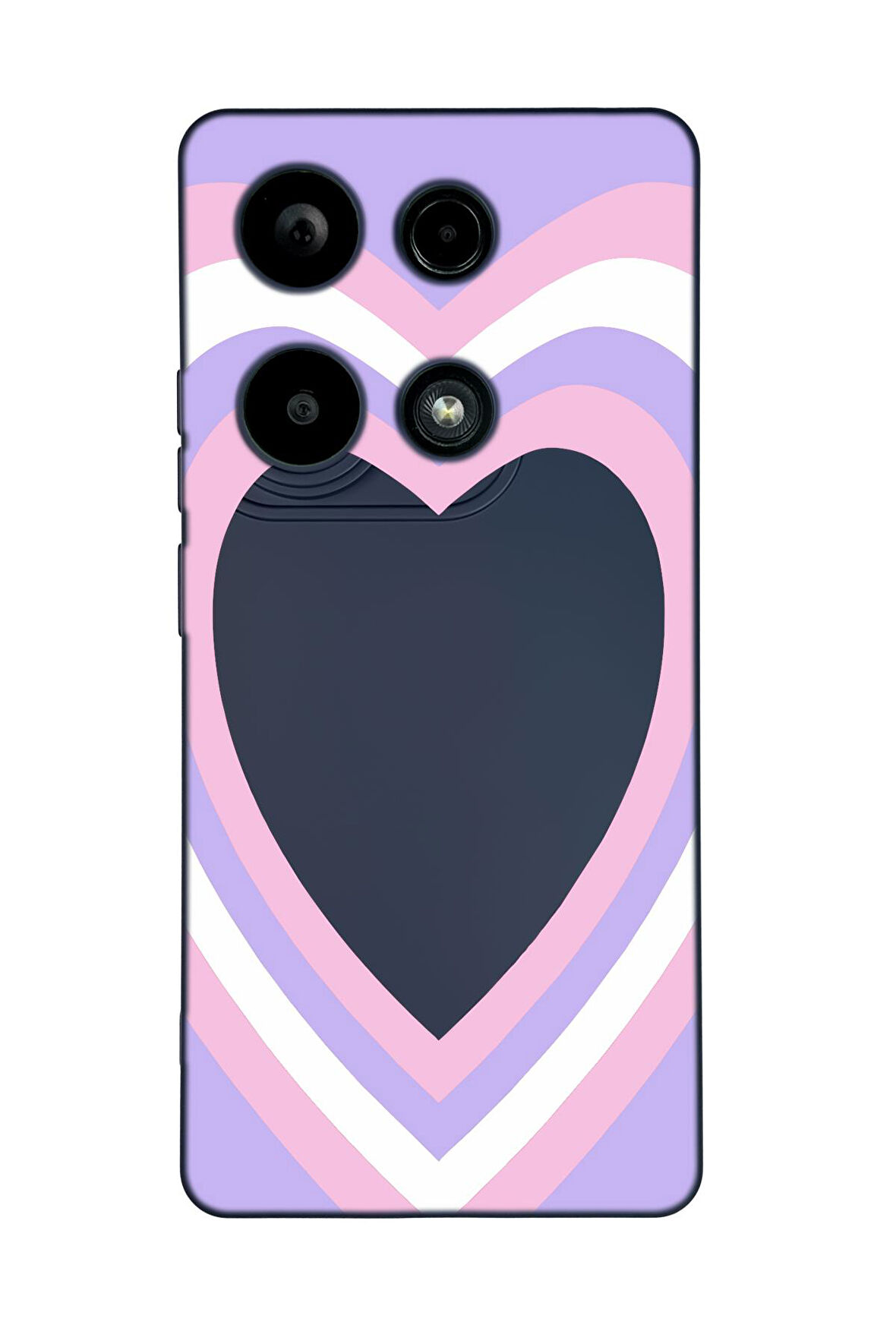 Xiaomi Redmi Note 13 Pro 4G Uyumlu Purple Heart Desenli Premium Silikonlu Lansman Telefon Kılıfı