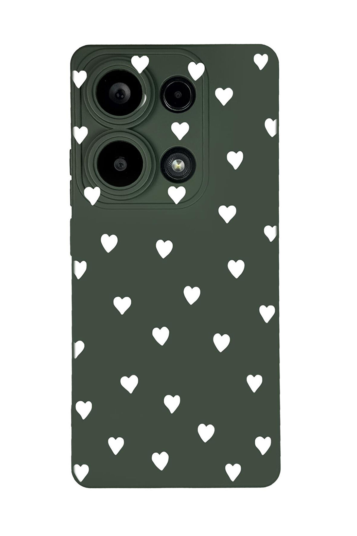 Xiaomi Redmi Note 13 Pro 4G Uyumlu Beyaz Kalpler Desenli Premium Silikonlu Lansman Telefon Kılıfı