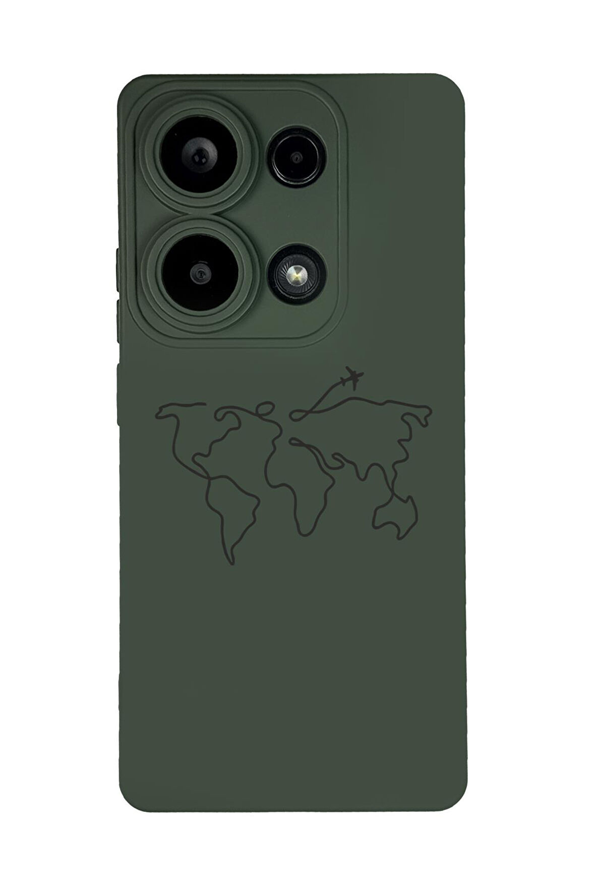 Xiaomi Redmi Note 13 Pro 4G Uyumlu Dünya Harita Rota Desenli Premium Silikonlu Lansman Telefon Kılıfı