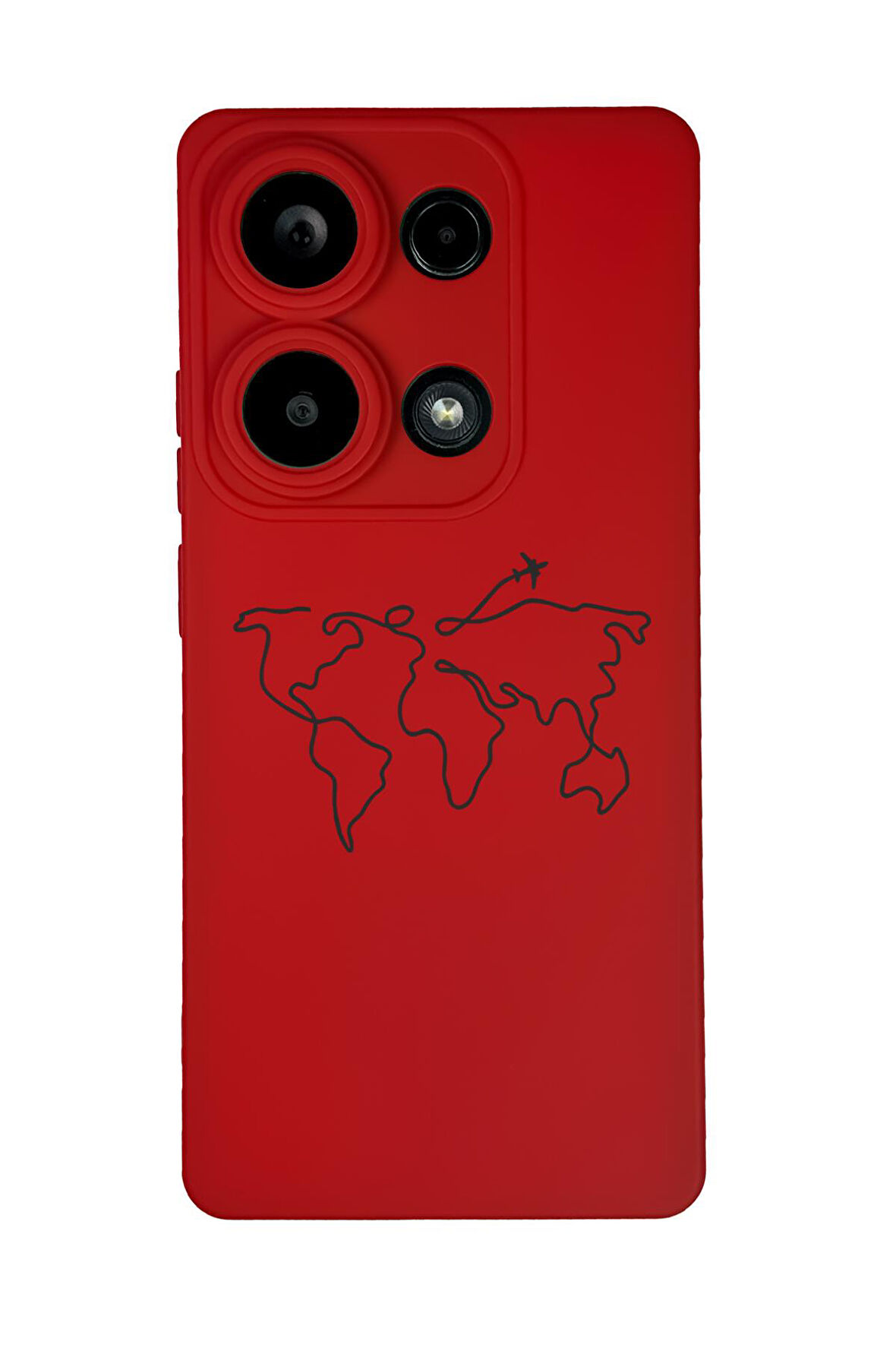 Xiaomi Redmi Note 13 Pro 4G Uyumlu Dünya Harita Rota Desenli Premium Silikonlu Lansman Telefon Kılıfı