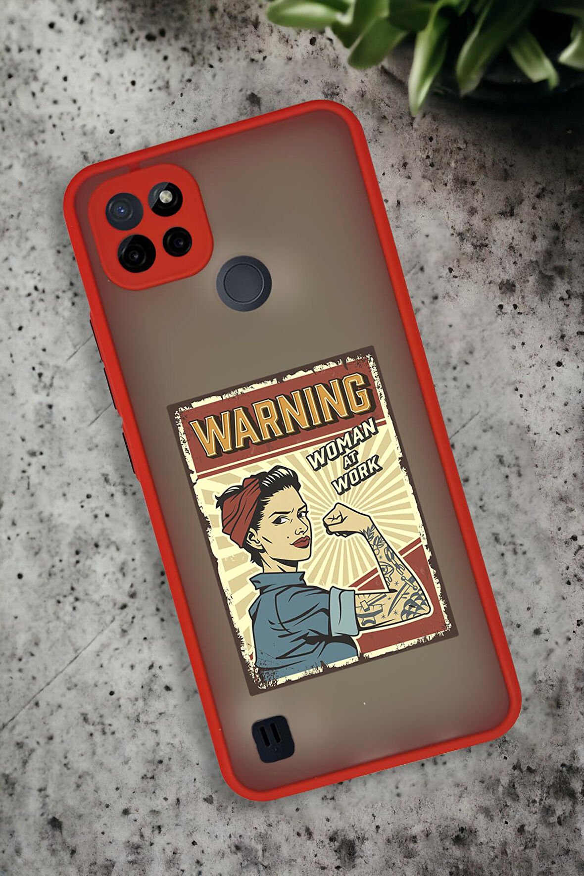 Realme C21 Uyumlu Women At Work Desenli Buzlu Şeffaf Lüx Telefon Kılıfı