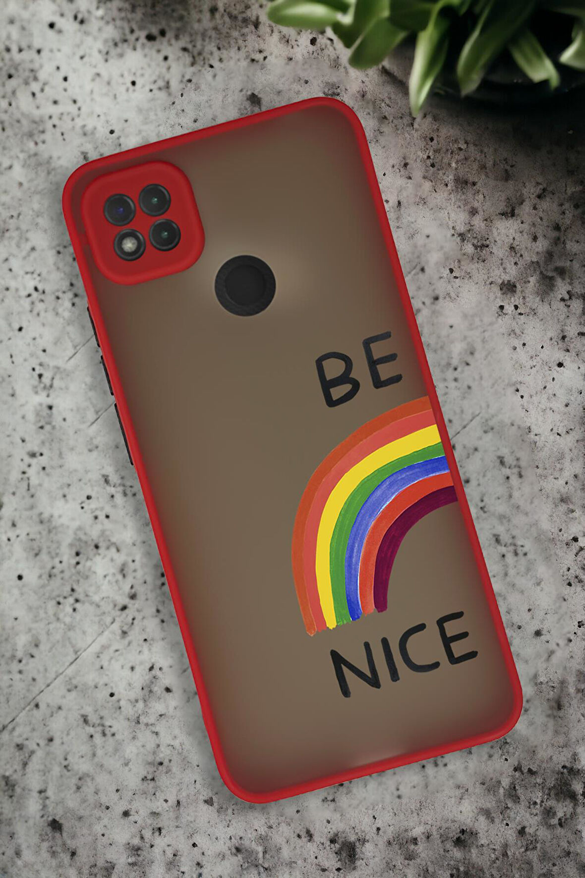 Xiaomi Redmi 9C Uyumlu Be Nice Desenli Buzlu Şeffaf Lüx Telefon Kılıfı