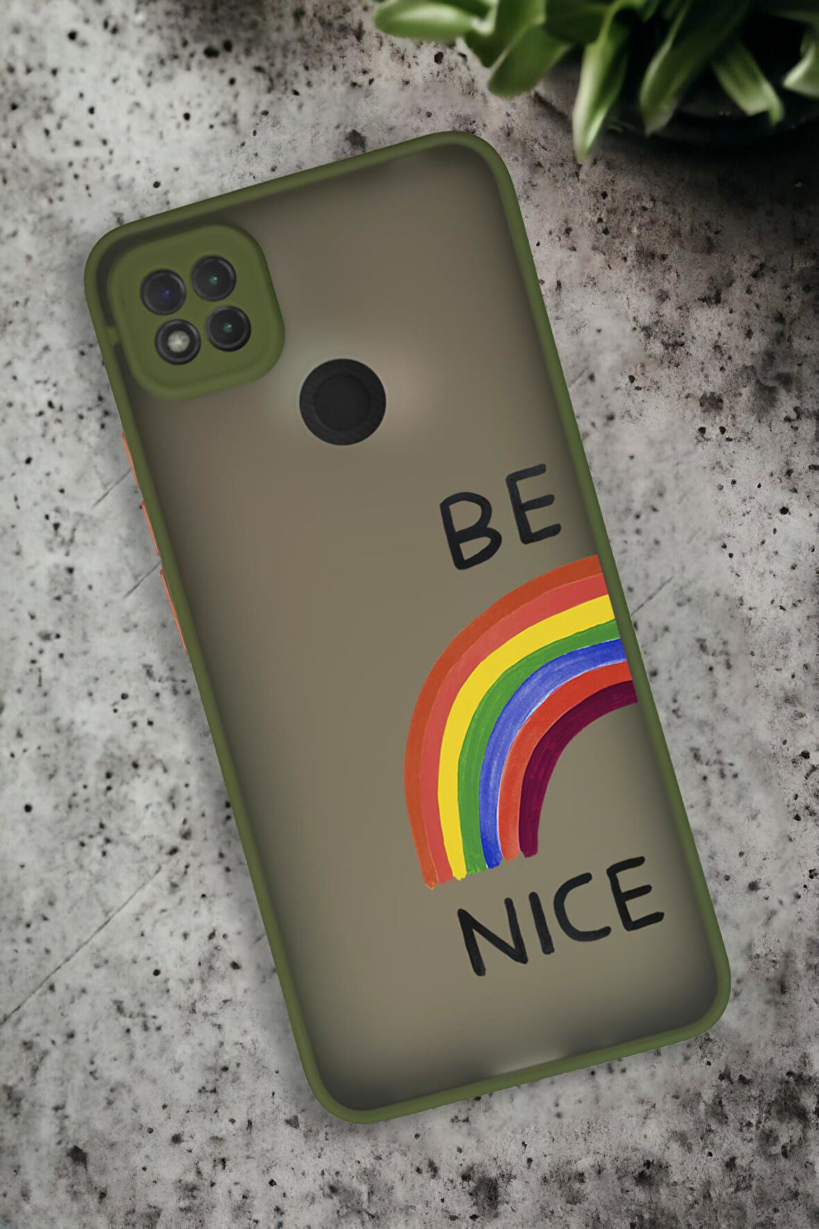 Xiaomi Redmi 9C Uyumlu Be Nice Desenli Buzlu Şeffaf Lüx Telefon Kılıfı