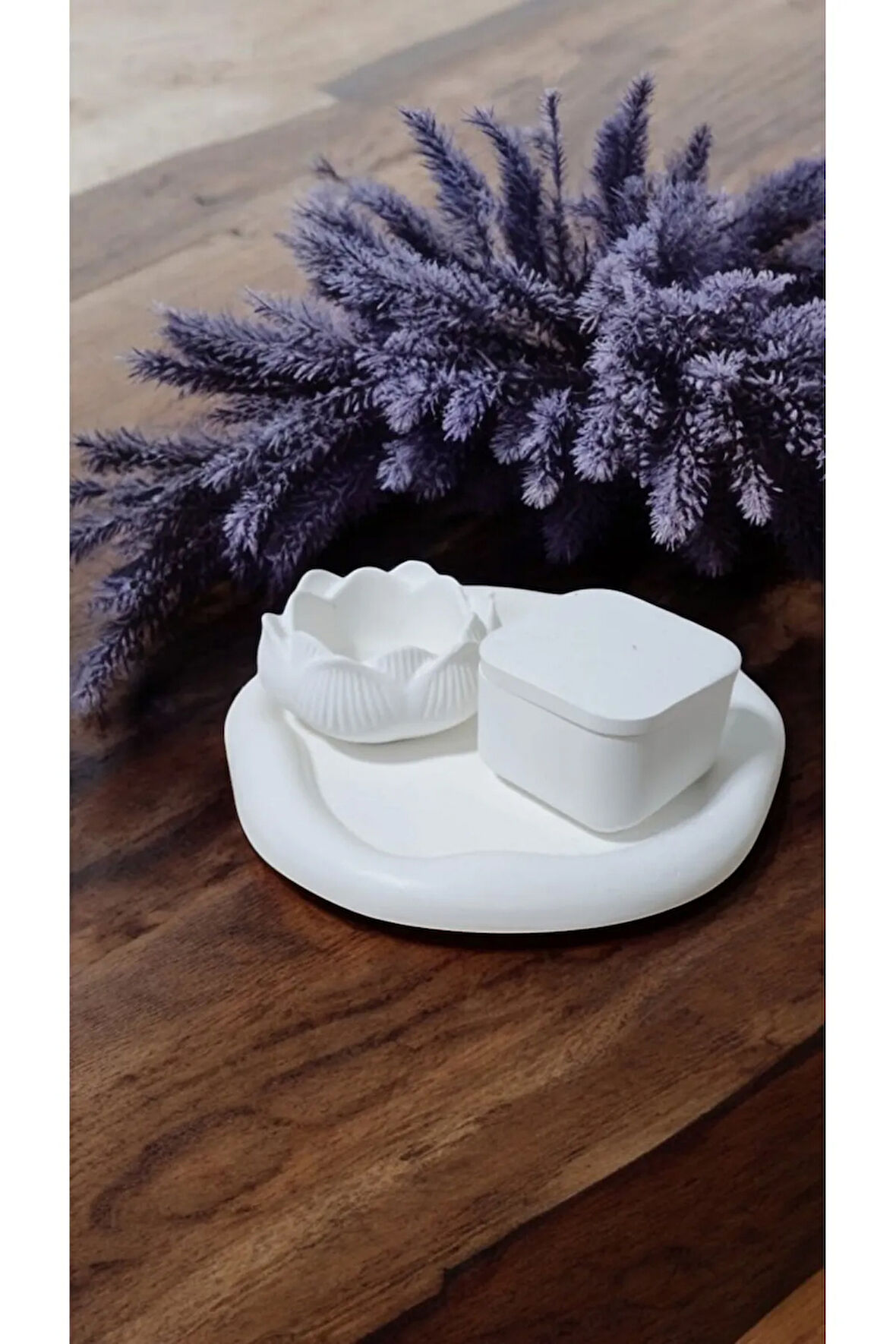 Lotussa Hediyelik Dekoratif Lokumluk Sunum Kahve Mumluk Set 15 x 15 cm