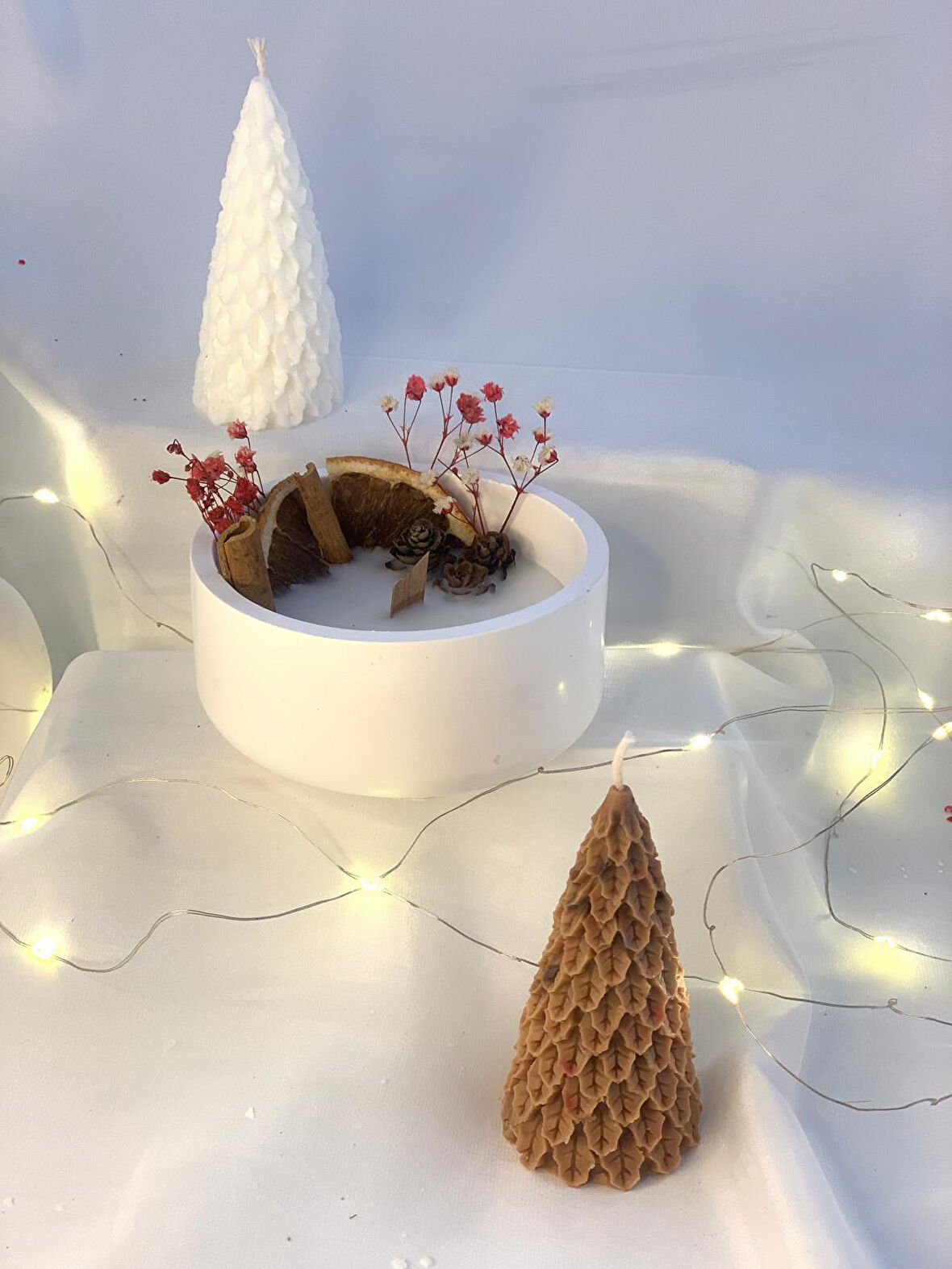 Dekoratif Beton Kase Aromaterapi   İkili Çam Ağacı Soya Mum Set