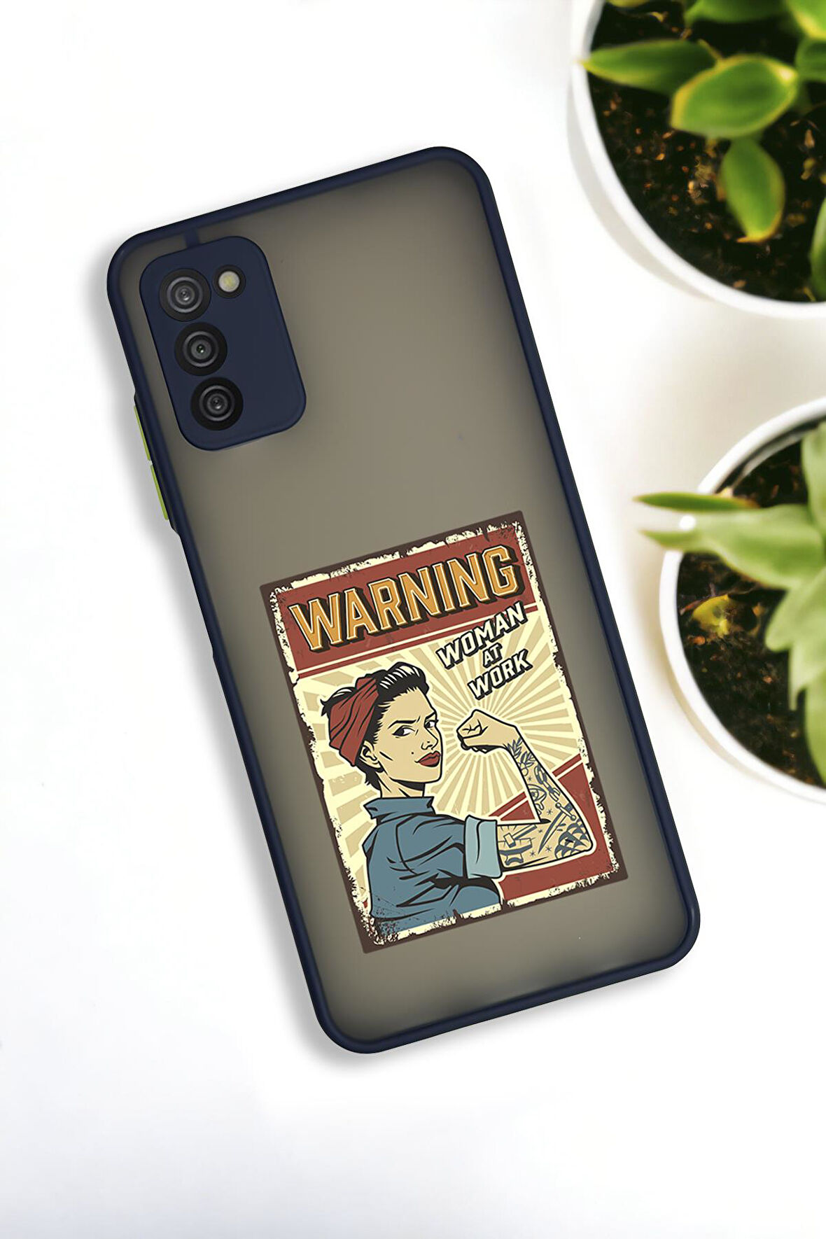 Samsung A03S Uyumlu Women At Work Desenli Buzlu Şeffaf Lüx Telefon Kılıfı