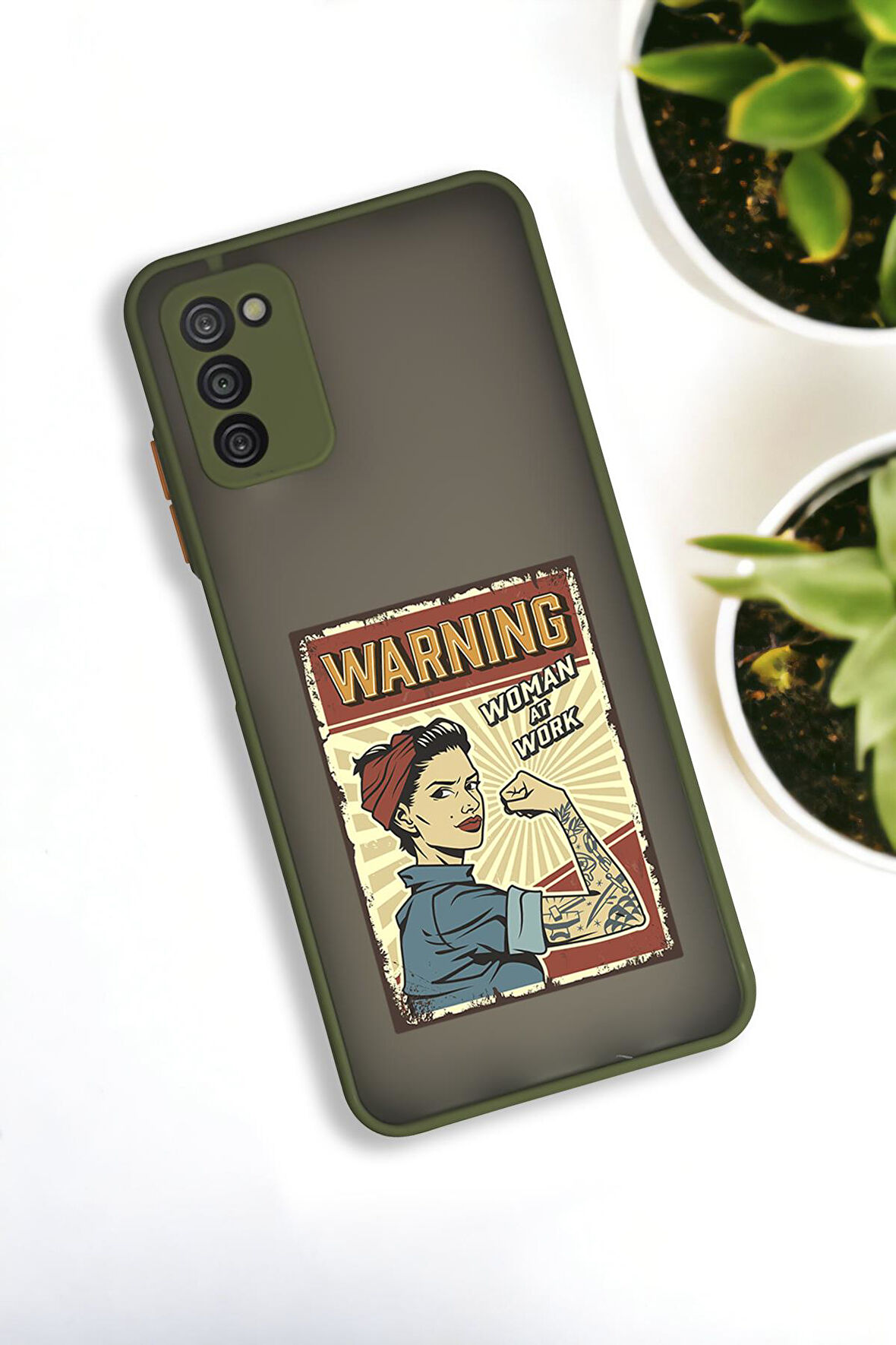 Samsung A03S Uyumlu Women At Work Desenli Buzlu Şeffaf Lüx Telefon Kılıfı