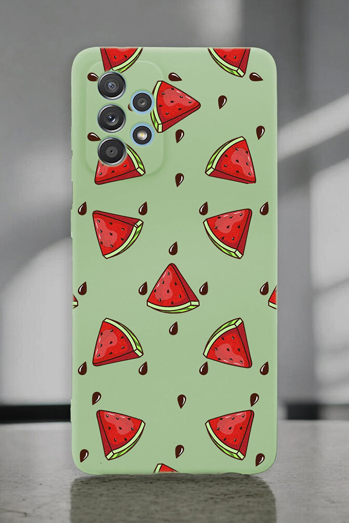 Samsung A72 Uyumlu Karpuz Dilimleri Desenli Premium Silikonlu Lansman Telefon Kılıfı