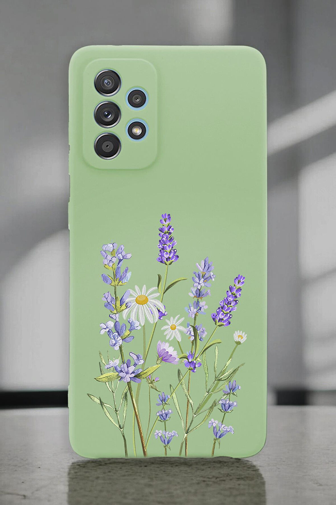 Samsung A72 Uyumlu Lavender Desenli Premium Silikonlu Lansman Telefon Kılıfı