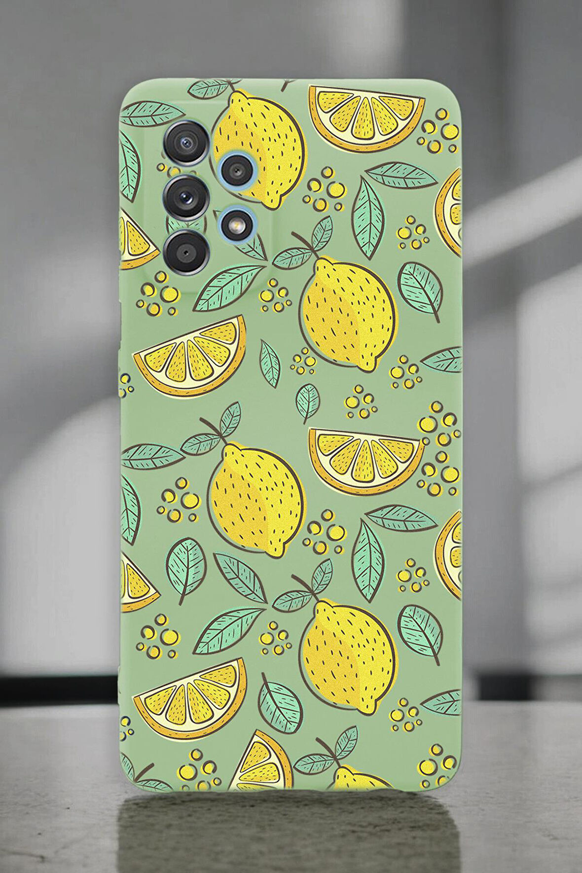 Samsung A72 Uyumlu Limon Desenli Premium Silikonlu Lansman Telefon Kılıfı