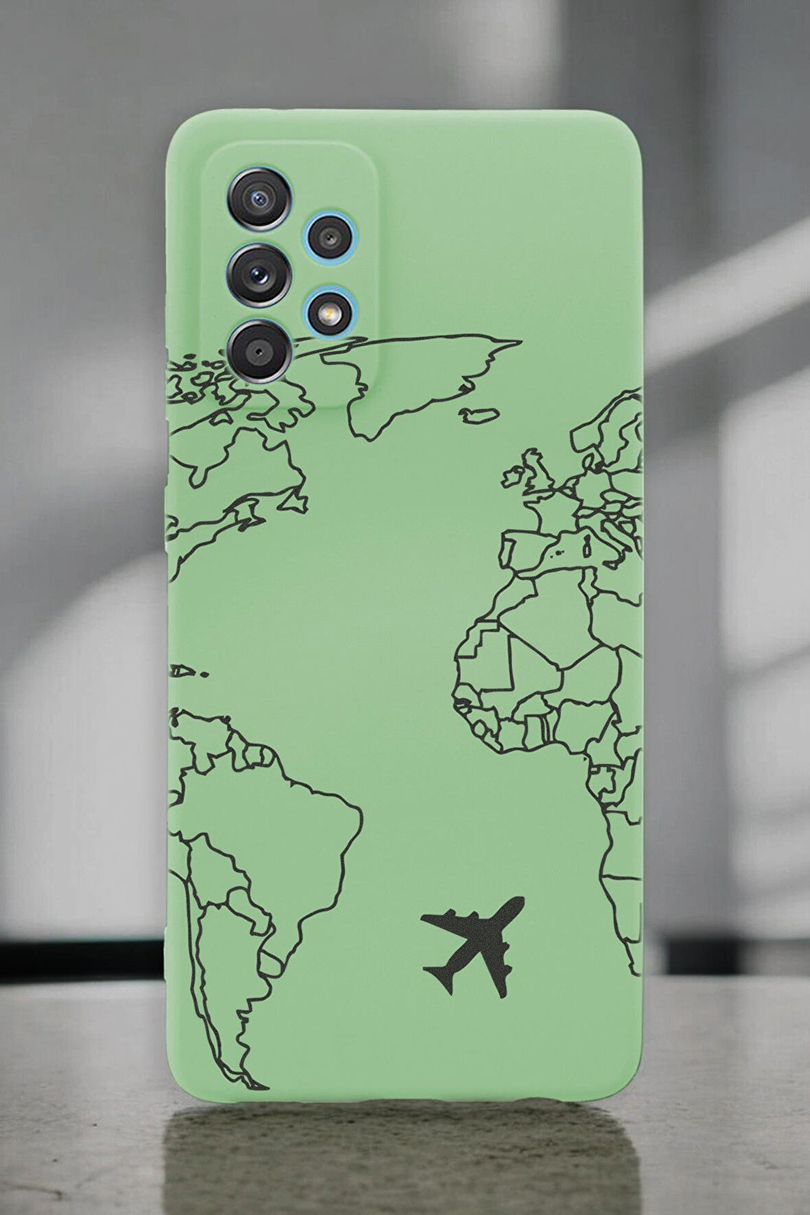 Samsung A72 Uyumlu World Map Lines Desenli Premium Silikonlu Lansman Telefon Kılıfı