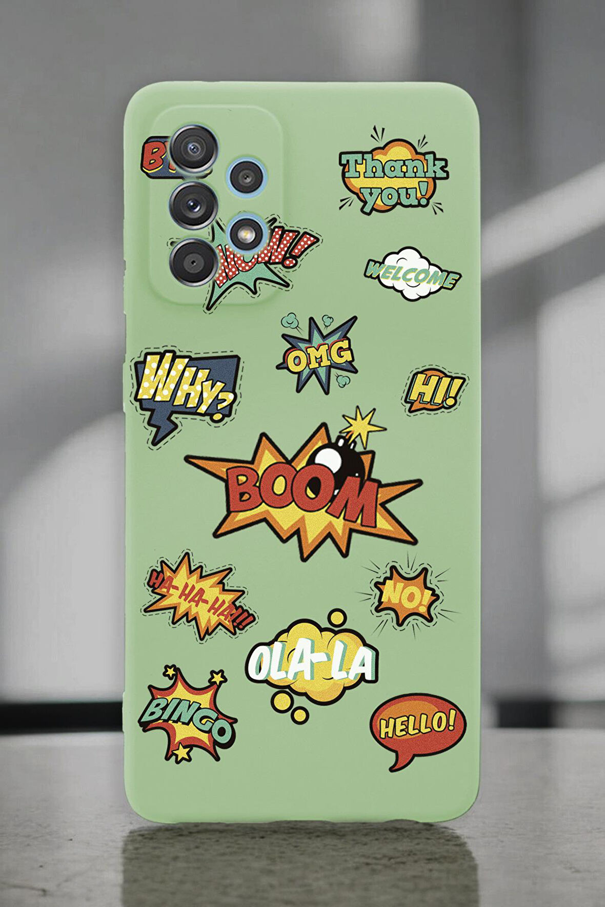Samsung A72 Uyumlu Stickers Desenli Premium Silikonlu Lansman Telefon Kılıfı