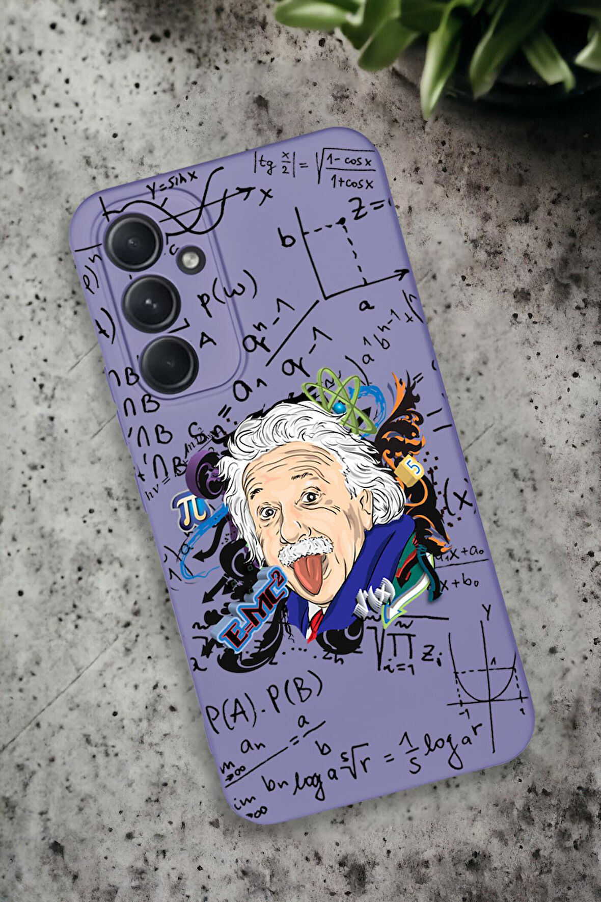 Samsung Galaxy A54 Uyumlu Einstein Desenli Premium Silikonlu Lansman Telefon Kılıfı