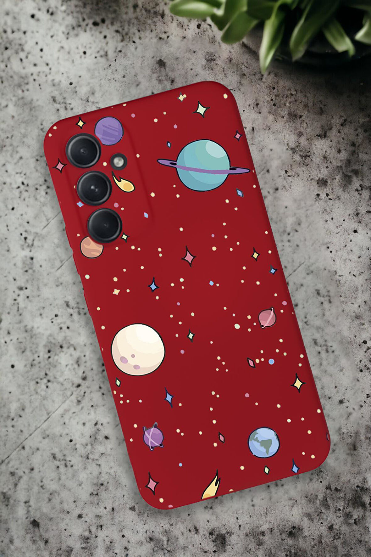 Samsung Galaxy A54 Uyumlu Gezegenler Desenli Premium Silikonlu Lansman Telefon Kılıfı