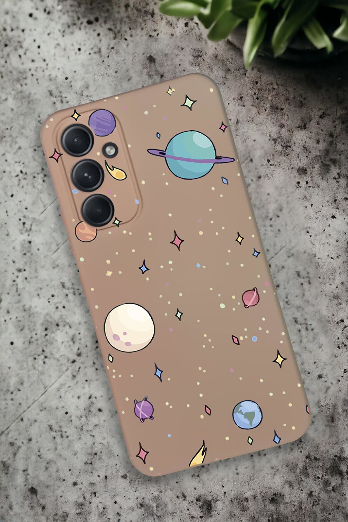 Samsung Galaxy A54 Uyumlu Gezegenler Desenli Premium Silikonlu Lansman Telefon Kılıfı