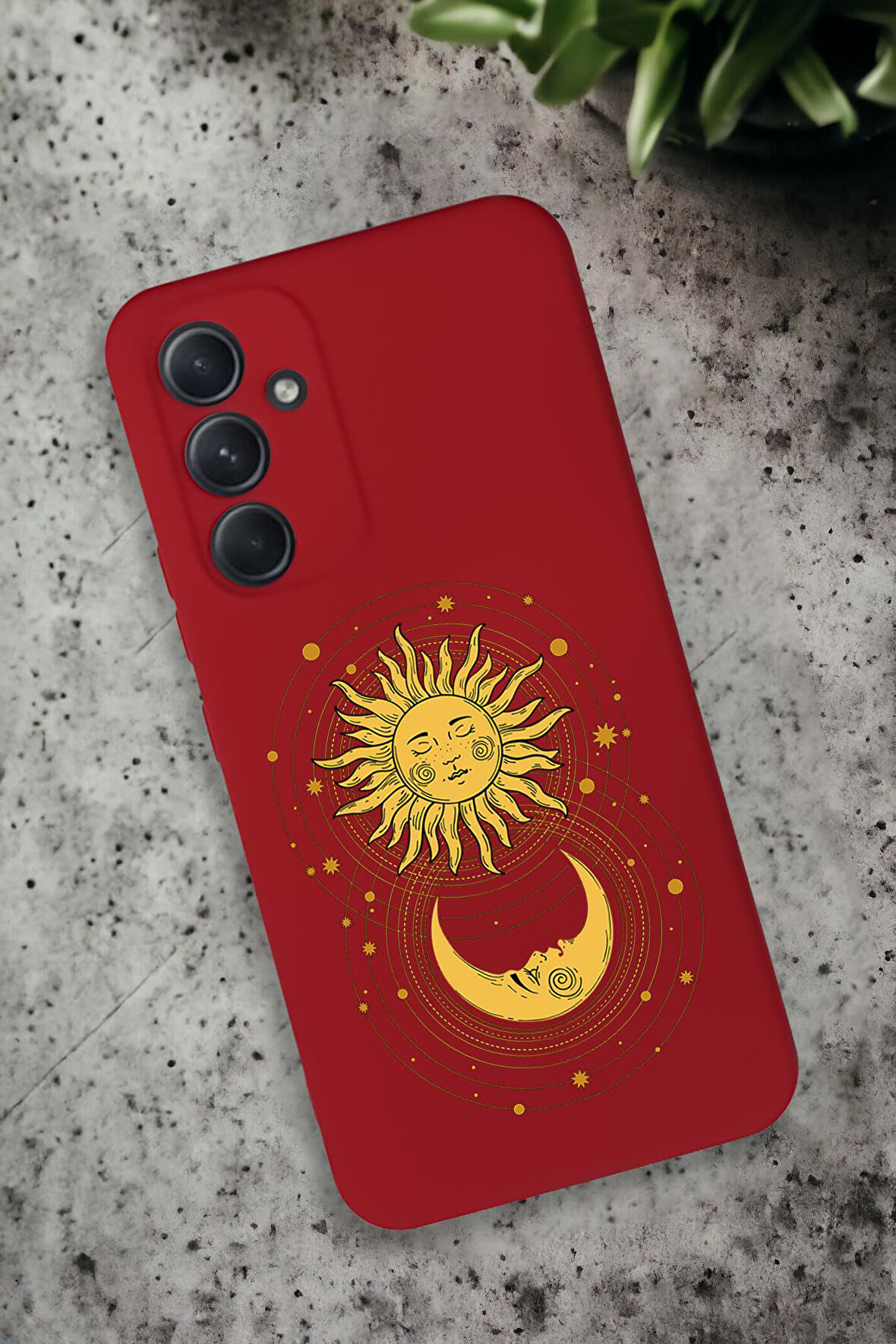Samsung Galaxy A54 Uyumlu Moon and Sun Desenli Premium Silikonlu Lansman Telefon Kılıfı