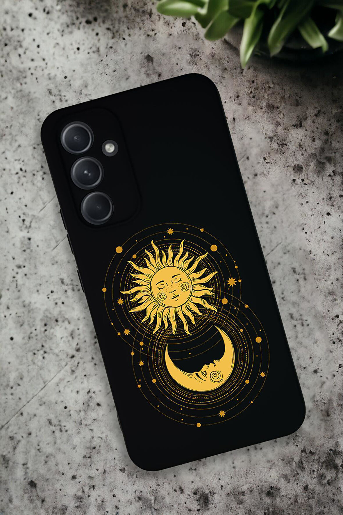 Samsung Galaxy A54 Uyumlu Moon and Sun Desenli Premium Silikonlu Lansman Telefon Kılıfı