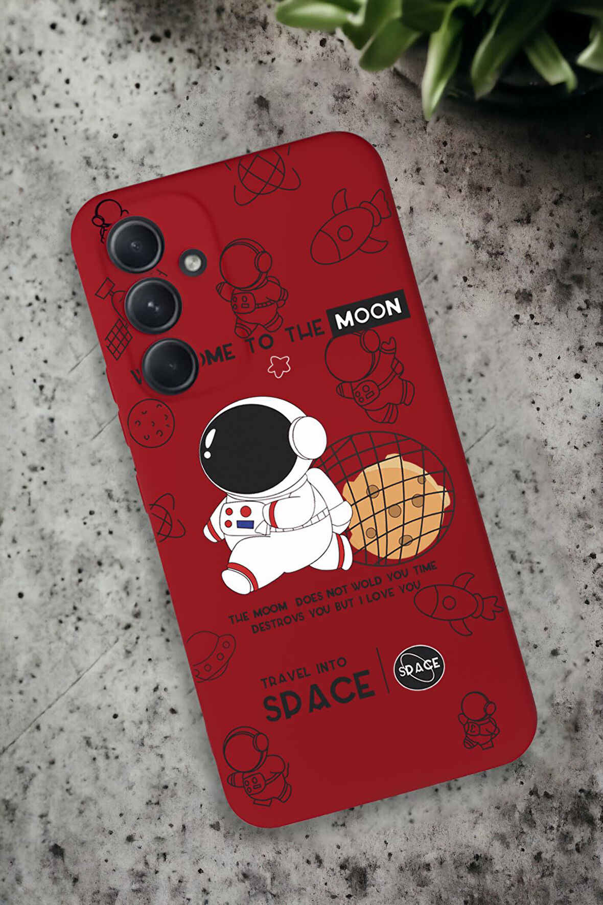 Samsung Galaxy A54 Uyumlu Sevimli Astronot Desenli Premium Silikonlu Lansman Telefon Kılıfı