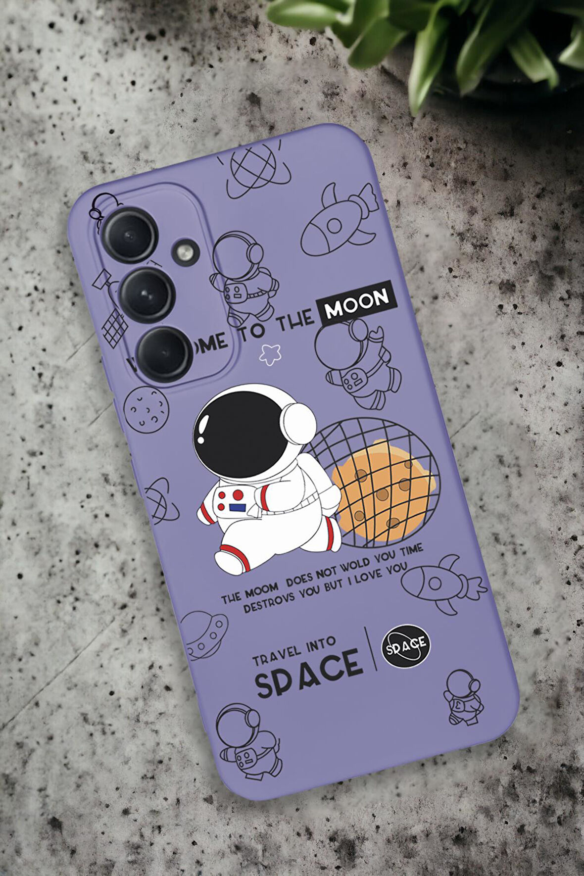 Samsung Galaxy A54 Uyumlu Sevimli Astronot Desenli Premium Silikonlu Lansman Telefon Kılıfı