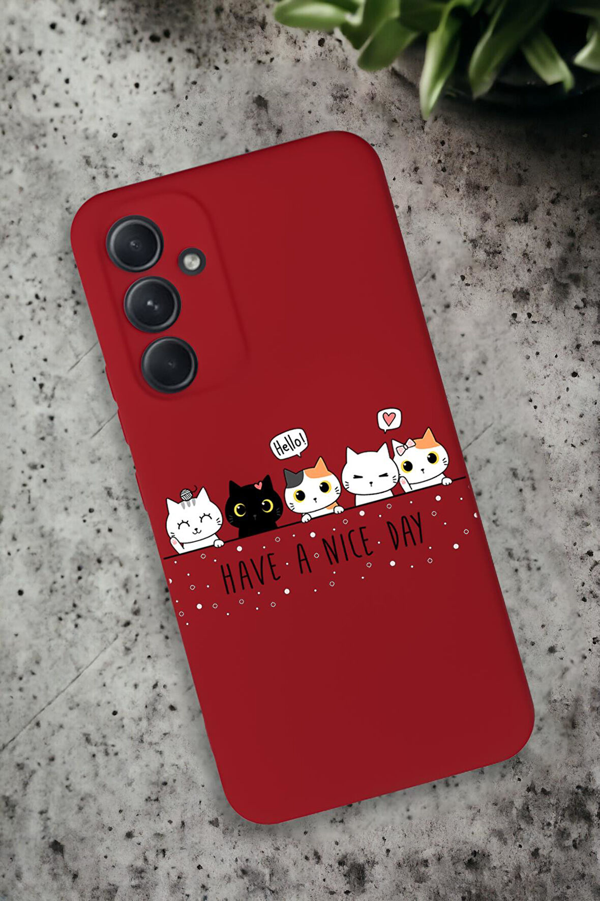 Samsung Galaxy A54 Uyumlu Şirin Kedicikler Desenli Premium Silikonlu Lansman Telefon Kılıfı