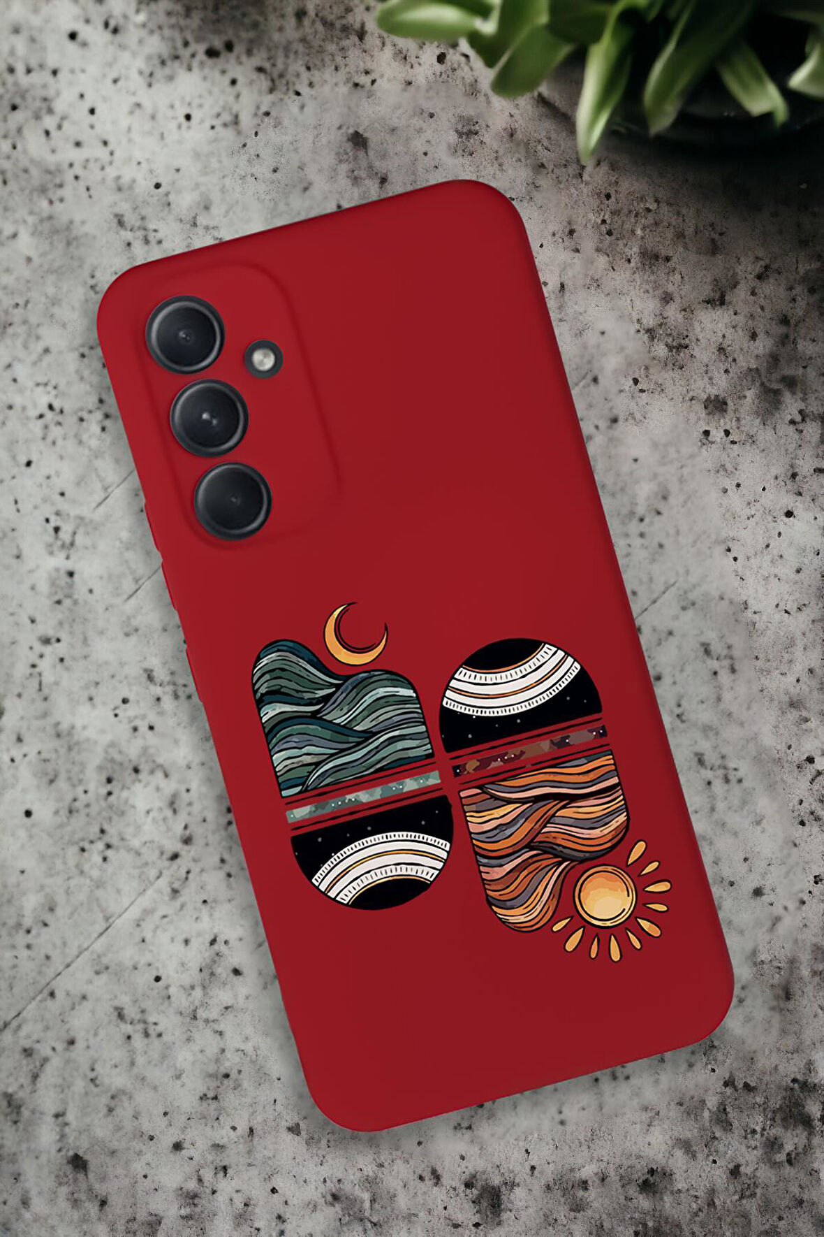 Samsung Galaxy A54 Uyumlu Sunset Wave Desenli Premium Silikonlu Lansman Telefon Kılıfı