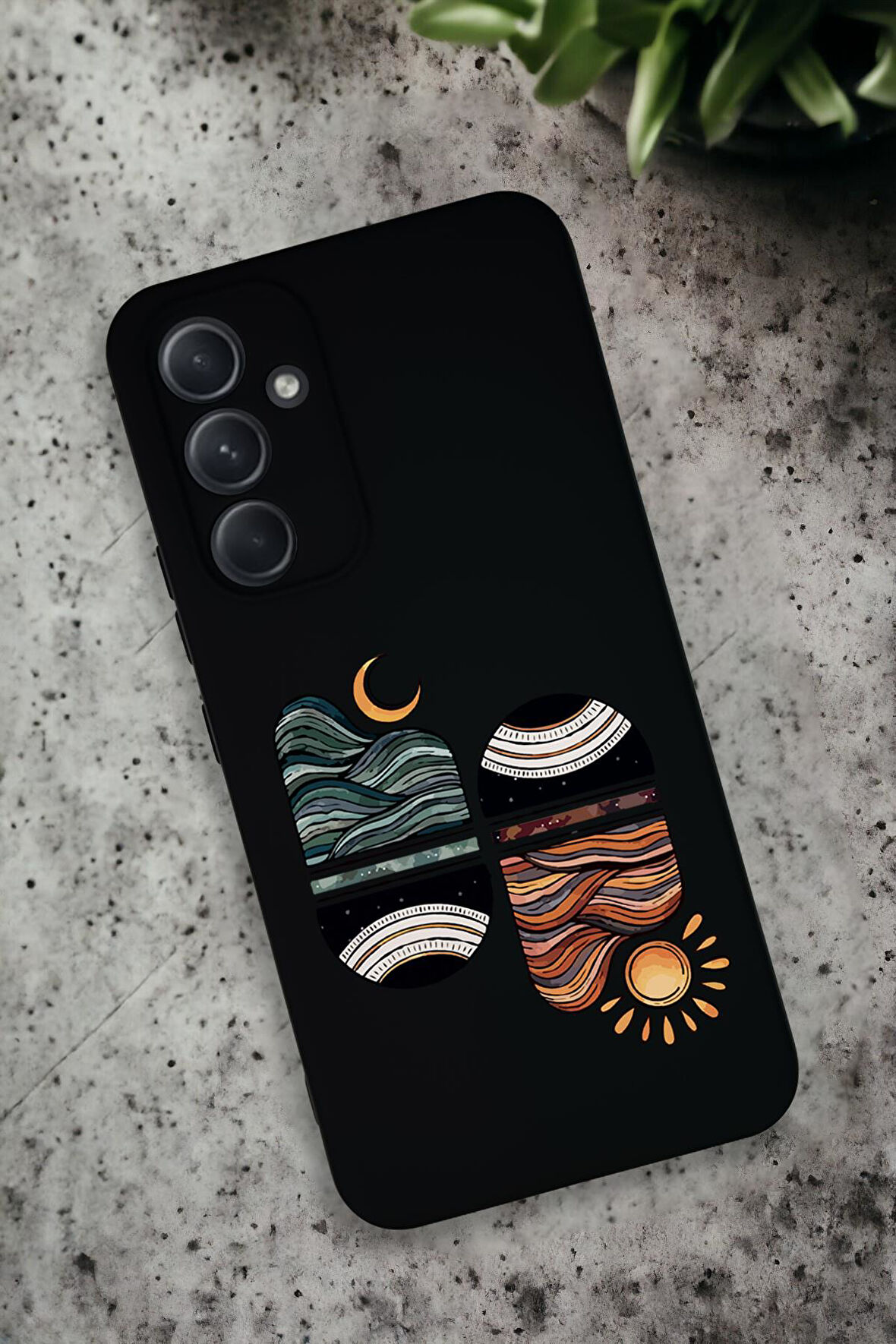 Samsung Galaxy A54 Uyumlu Sunset Wave Desenli Premium Silikonlu Lansman Telefon Kılıfı