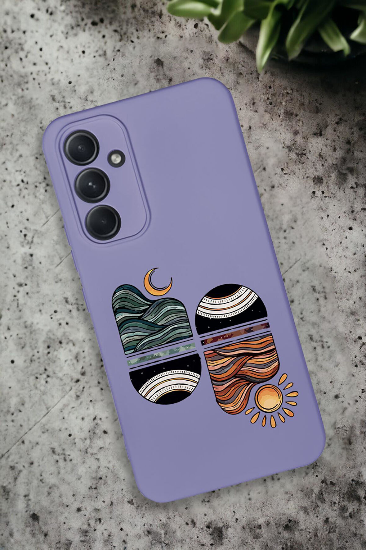 Samsung Galaxy A54 Uyumlu Sunset Wave Desenli Premium Silikonlu Lansman Telefon Kılıfı