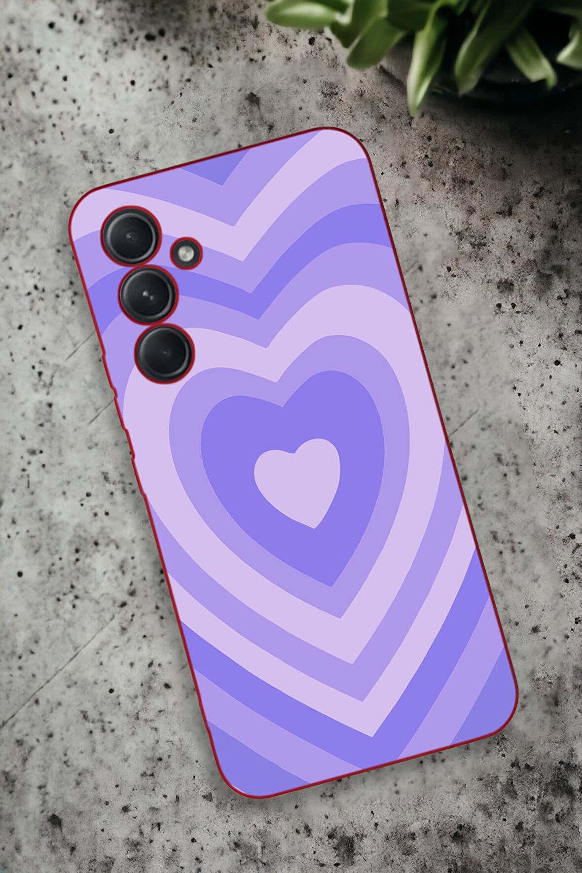 Samsung Galaxy A54 Uyumlu Mor Kalpler Desenli Premium Silikonlu Lansman Telefon Kılıfı