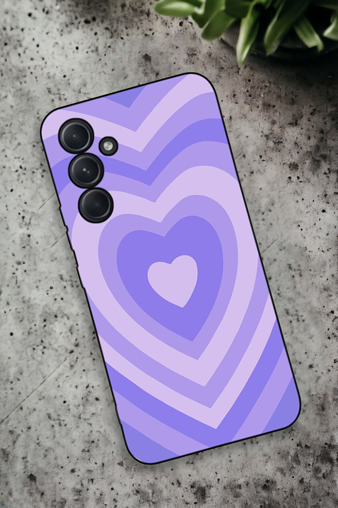 Samsung Galaxy A54 Uyumlu Mor Kalpler Desenli Premium Silikonlu Lansman Telefon Kılıfı