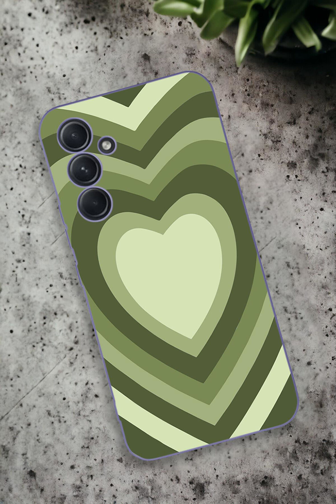 Samsung Galaxy A54 Uyumlu Yeşil Kalpler Desenli Premium Silikonlu Lansman Telefon Kılıfı