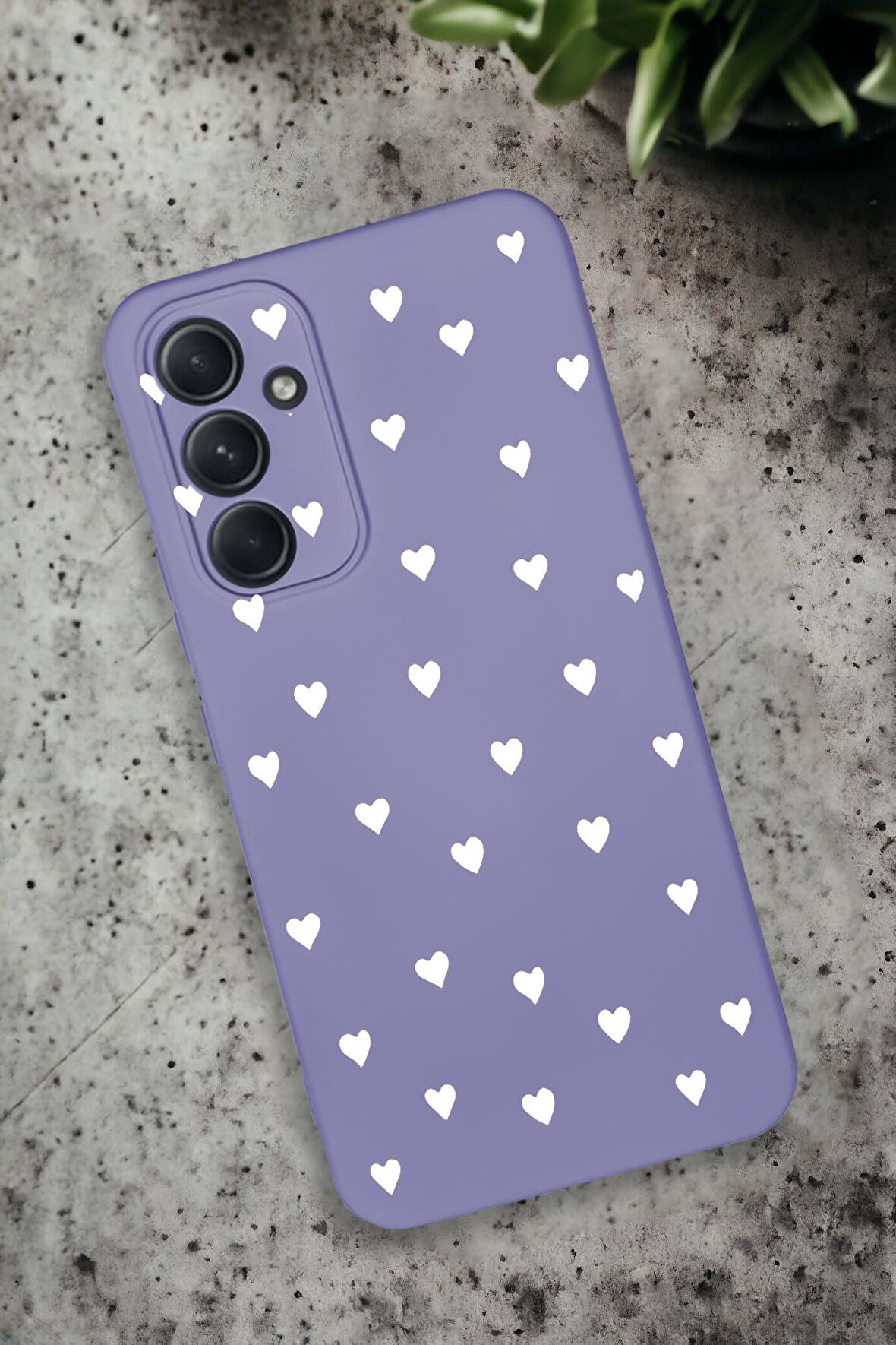 Samsung Galaxy A54 Uyumlu Beyaz Kalpler Desenli Premium Silikonlu Lansman Telefon Kılıfı