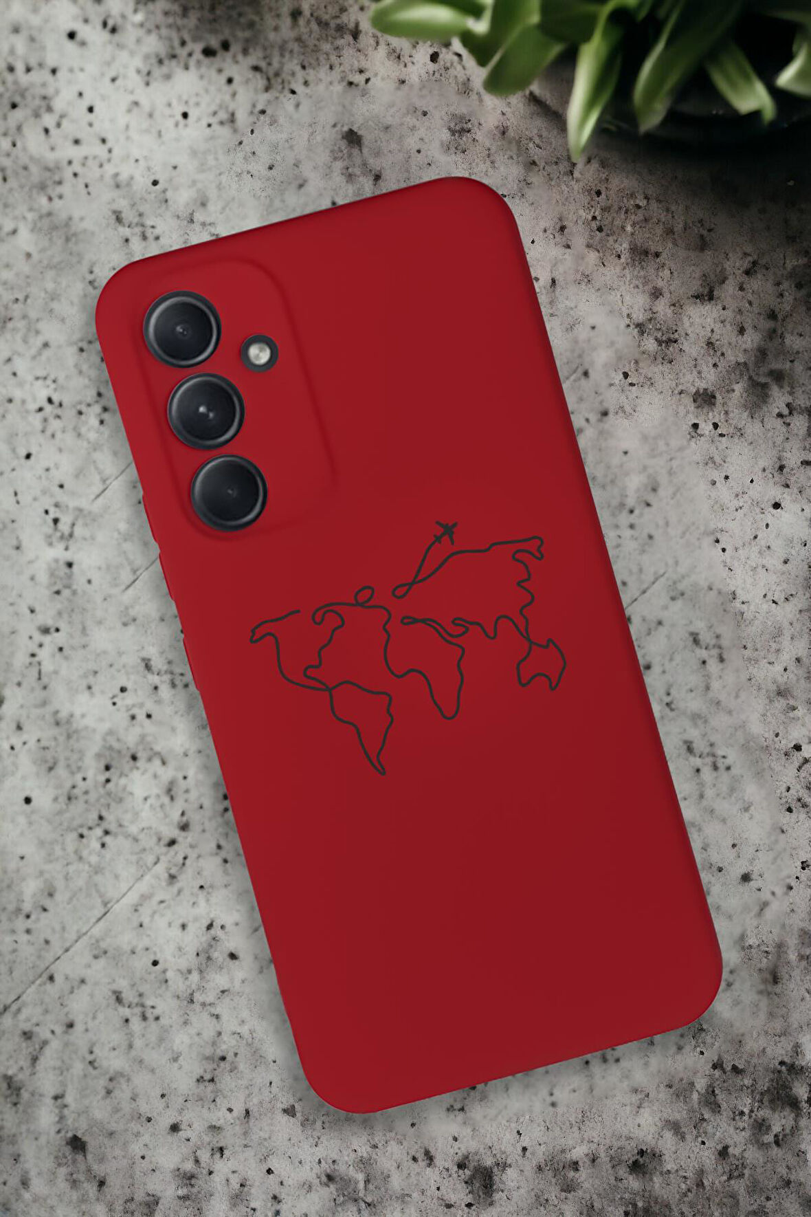 Samsung Galaxy A54 Uyumlu Dünya Harita Rota Desenli Premium Silikonlu Lansman Telefon Kılıfı