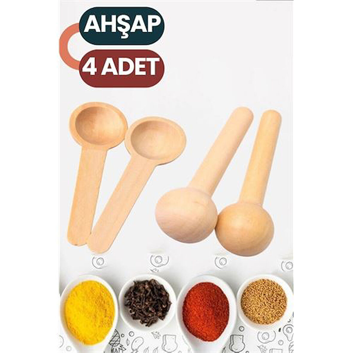 Baharat Kaşığı 7 cm Mini Doğal Ahşap El Yapımı