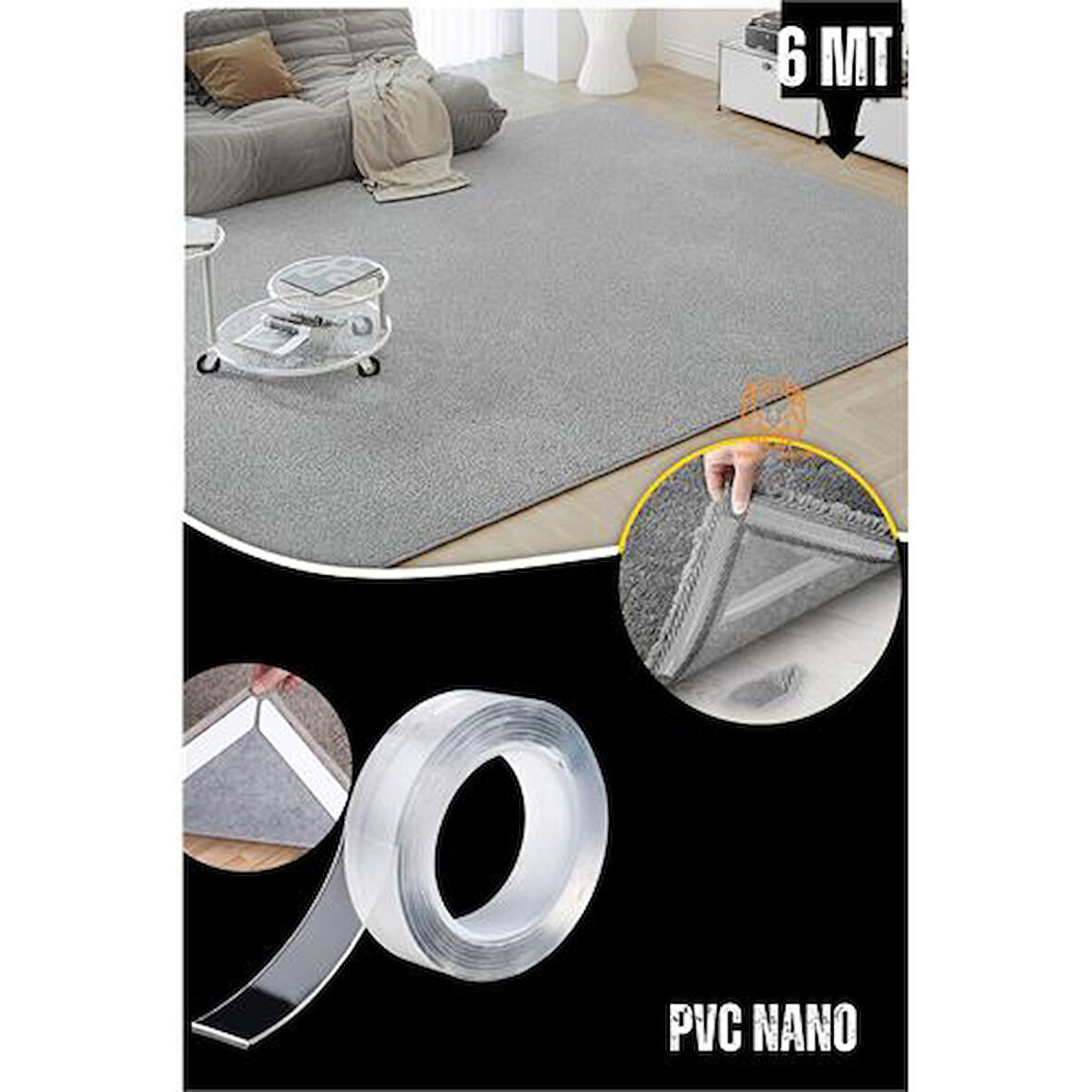 Halı Yapıştırıcı Halı Kaydırmaz Bant Nano PVC 6 Metre