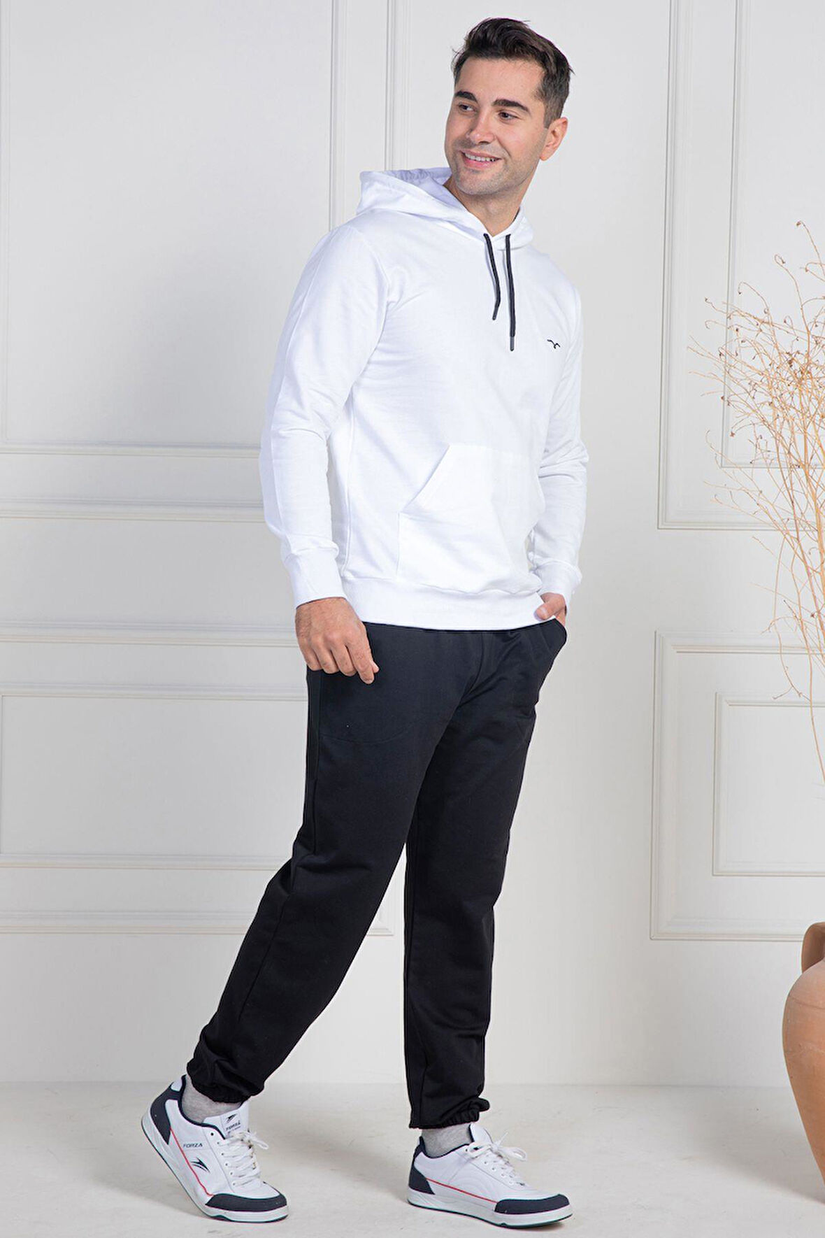 Mecit 2975 Bordo %100 Pamuk Kapüşonlu Spor Model Büyük Beden Erkek Pijama Takımı