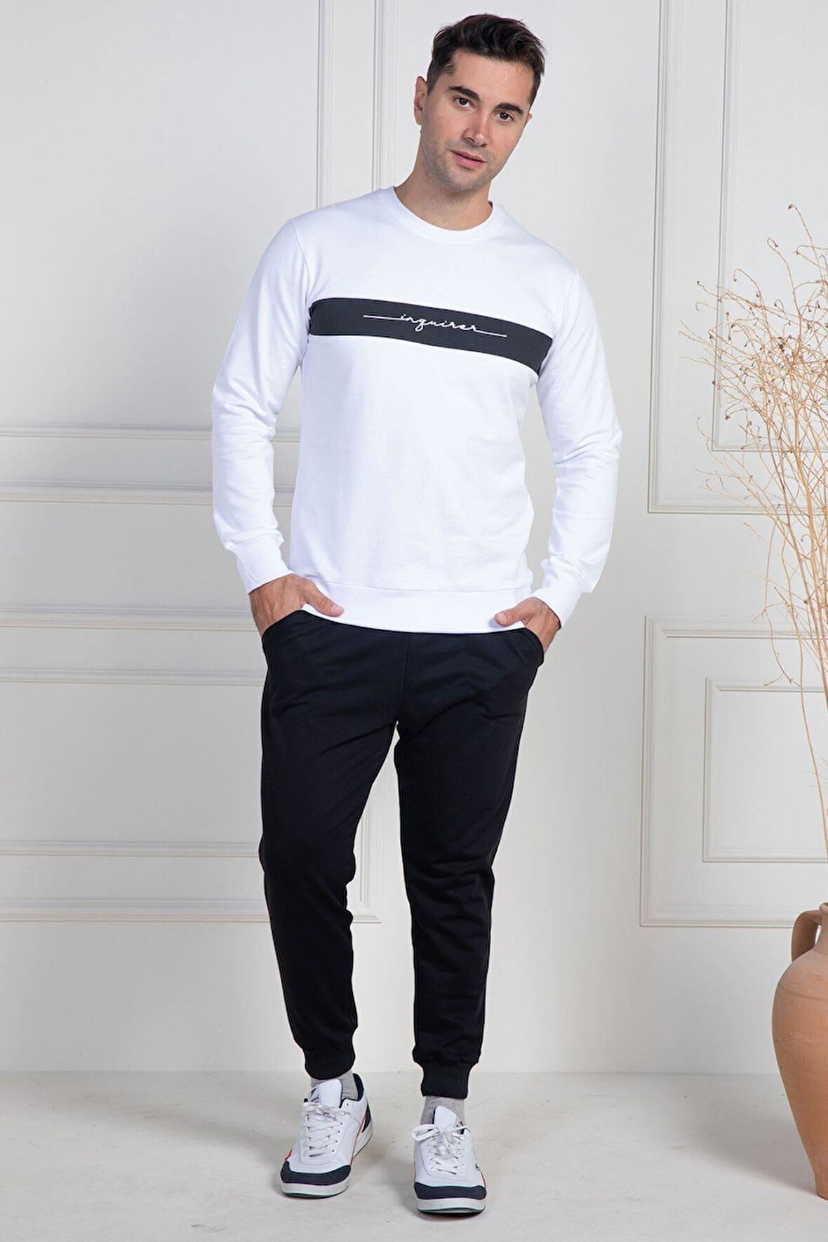 Mecit 2976 Beyaz İki İp Örme Spor Model Erkek Pijama Takımı