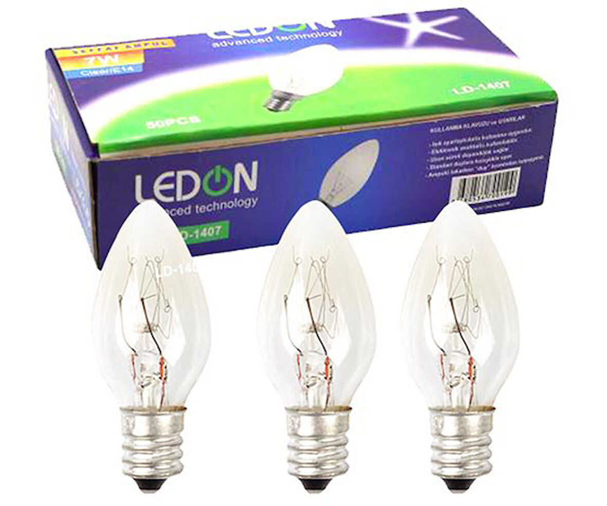 LEDON LD-1407 PARFÜM AMPUL ŞEFFAF 7W TEK E14 DUY (50LİK KUTU) (4767)