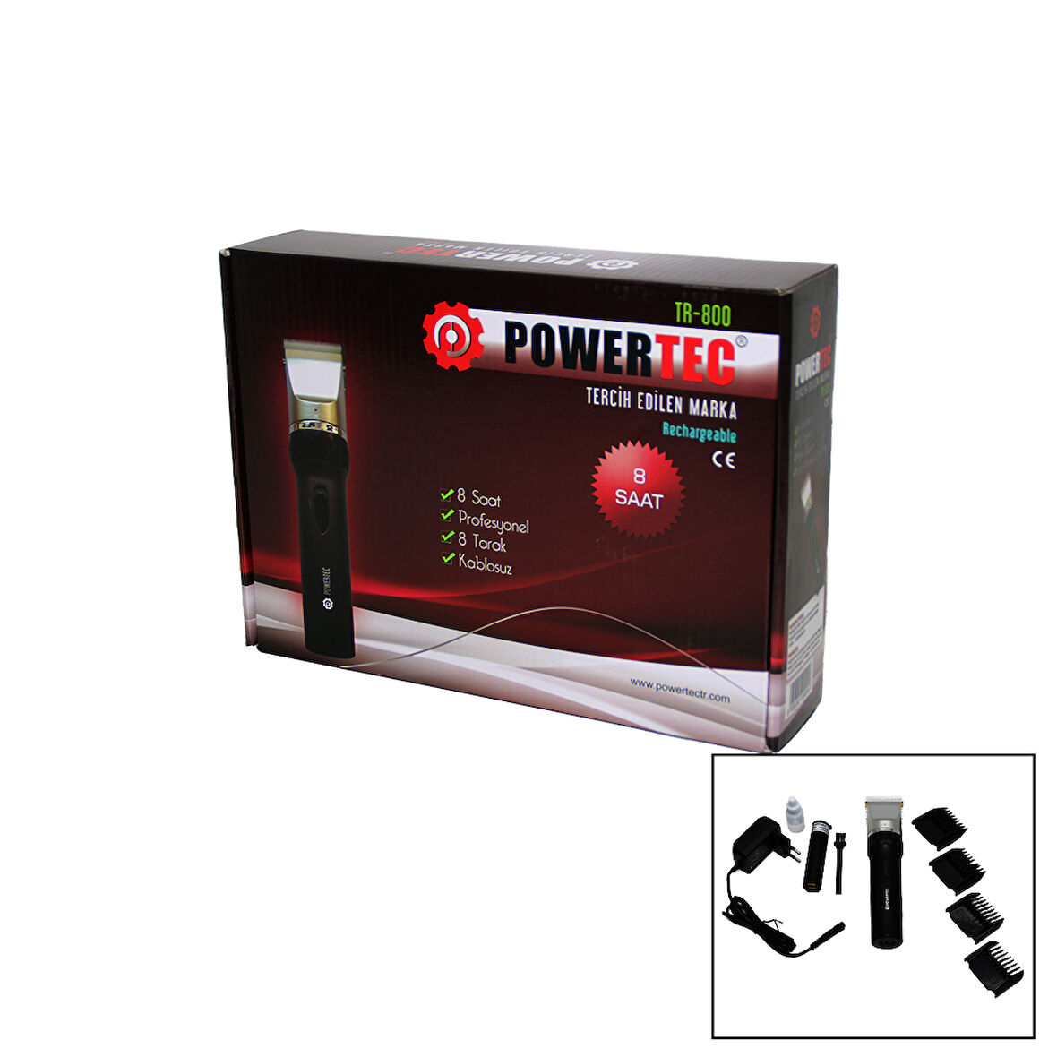 POWERTEC TR-800 SAÇ SAKAL TRAŞ MAKİNESİ YEDEK BATARYALI (4767)