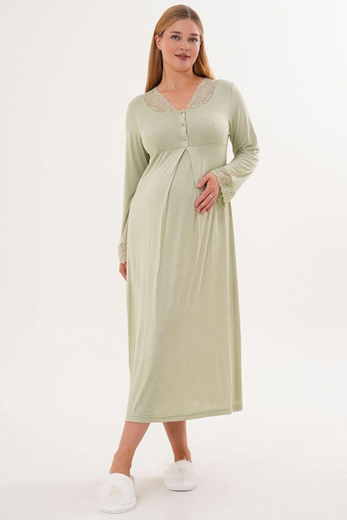 Mecit 6305 Yeşil Hamile Lohusa Gecelik